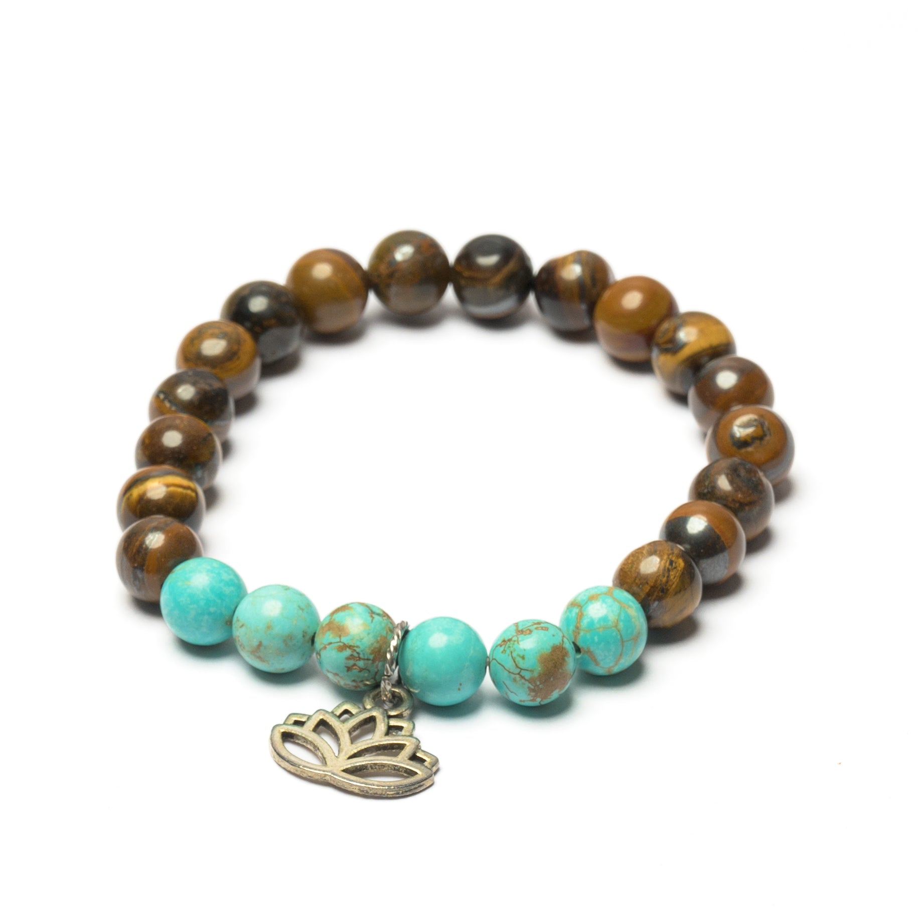 Mixed Stone Bead Charm Bracelet