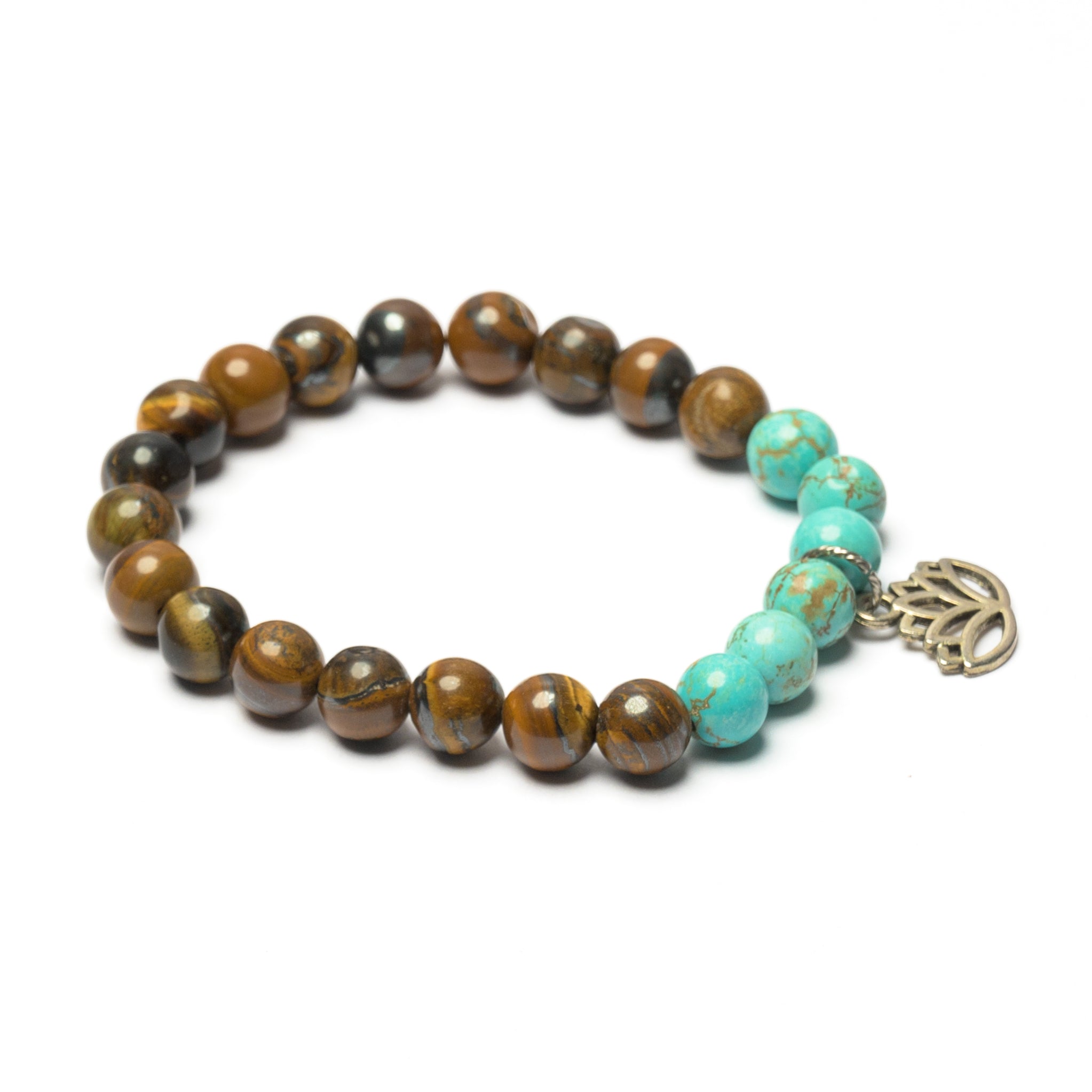 Mixed Stone Bead Charm Bracelet