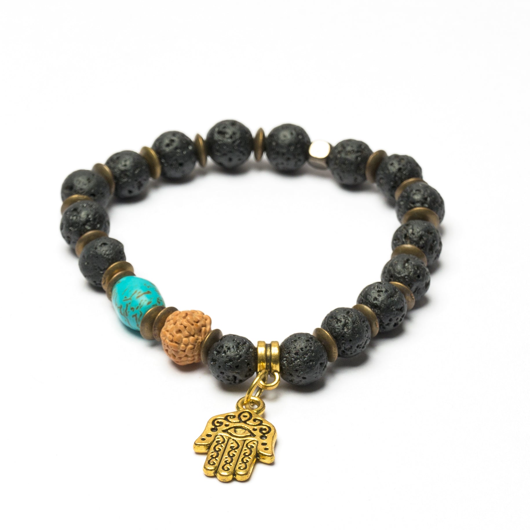 Mixed Stone Bead Charm Bracelet