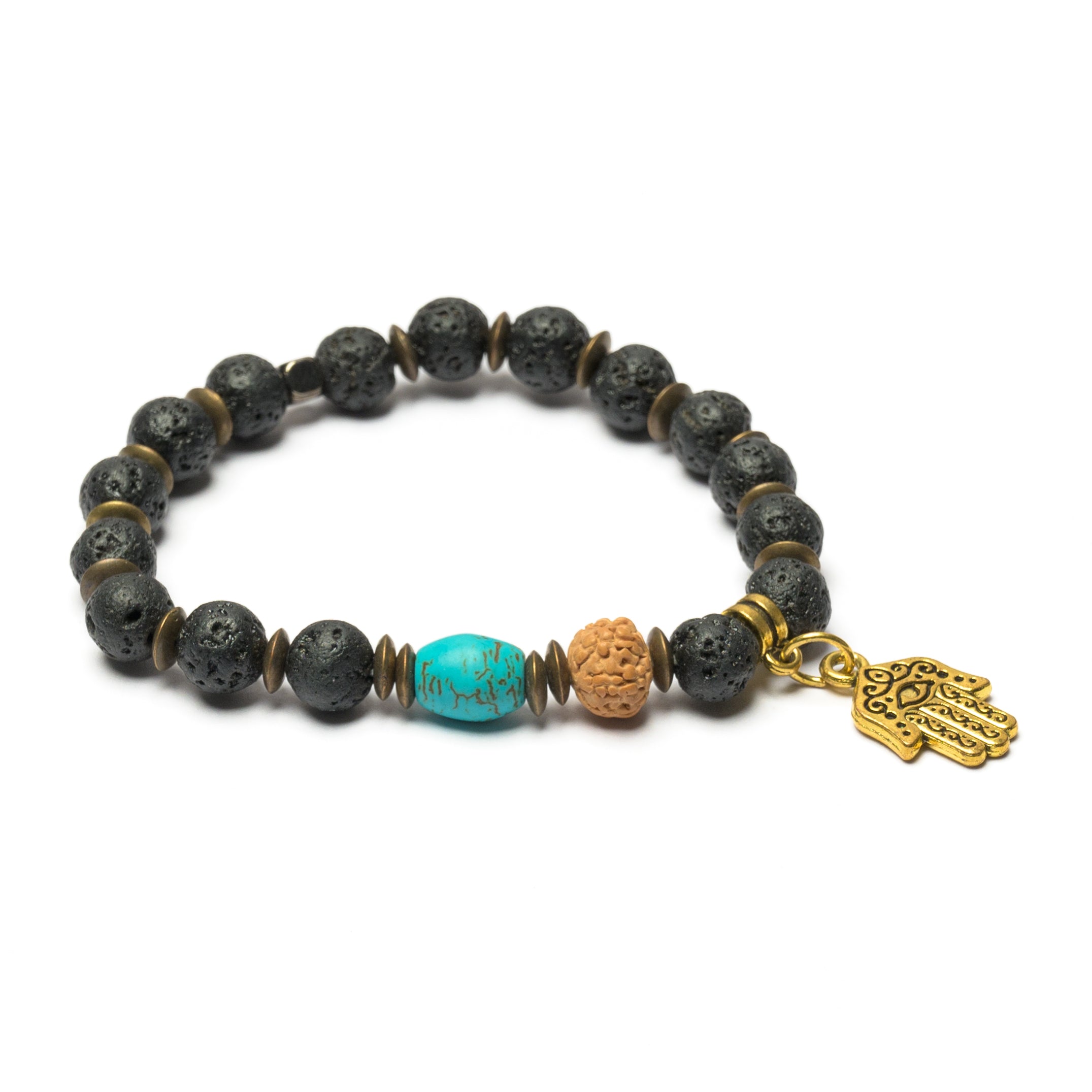 Mixed Stone Bead Charm Bracelet
