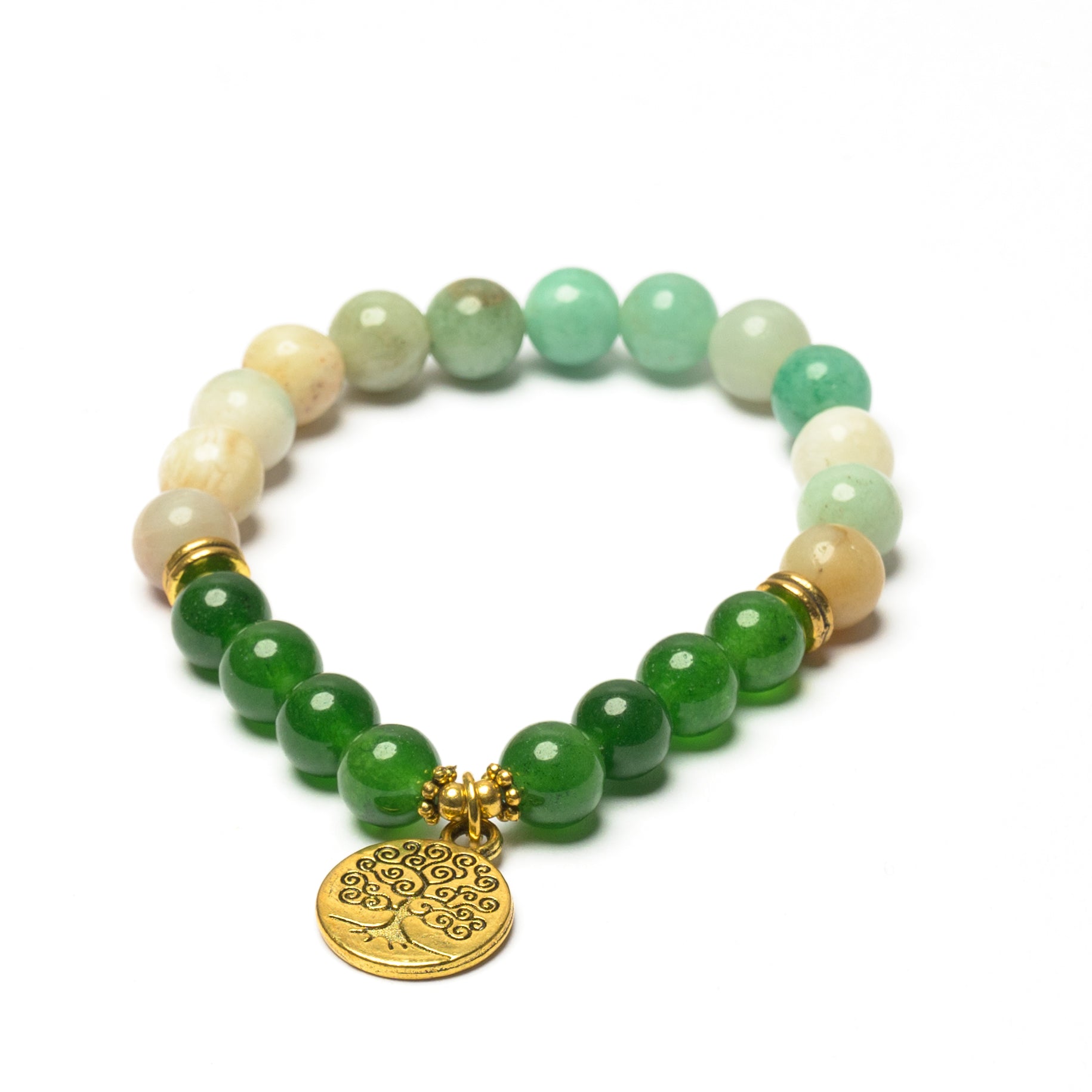 Mixed Stone Bead Charm Bracelet