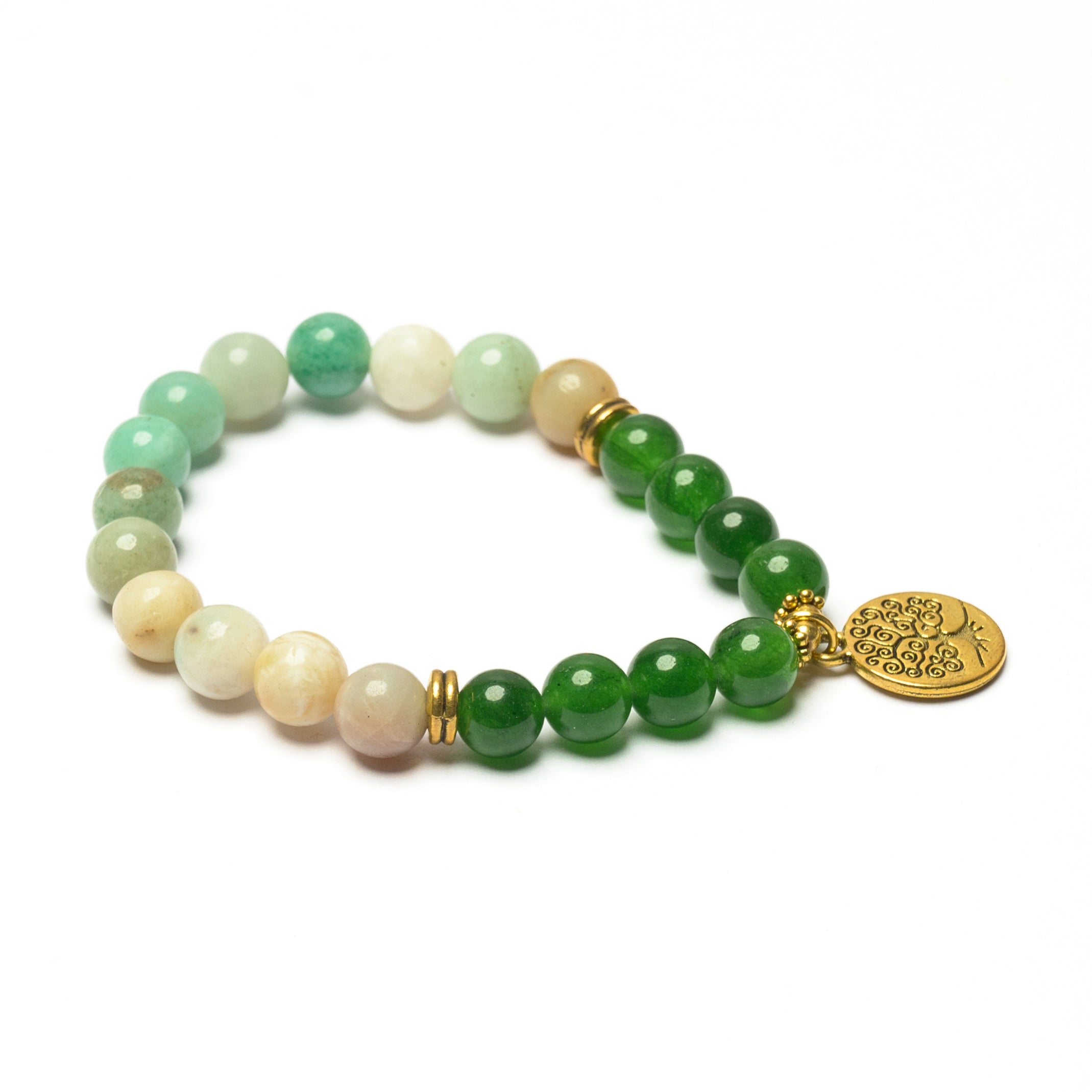 Mixed Stone Bead Charm Bracelet