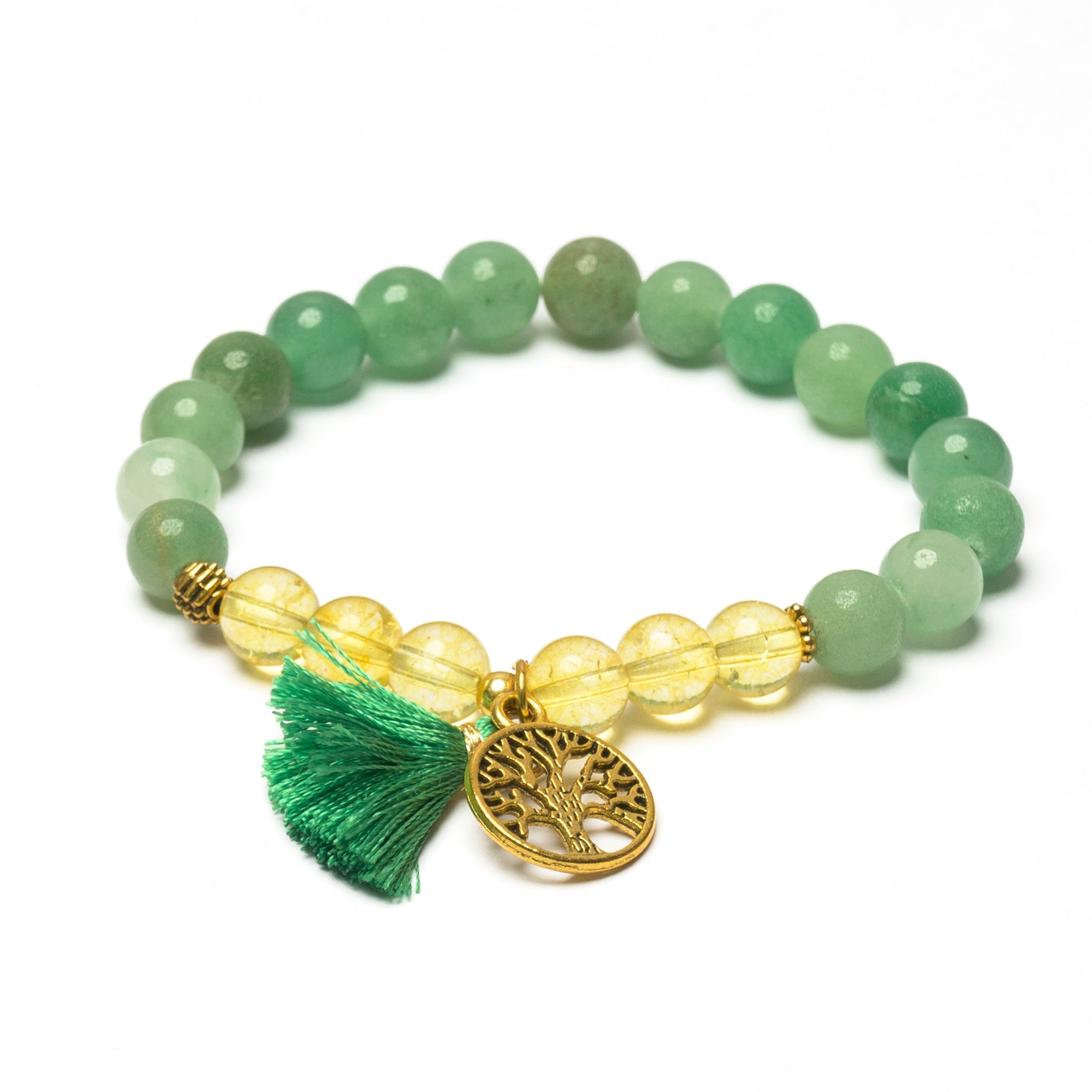 Mixed Stone Bead Charm Bracelet
