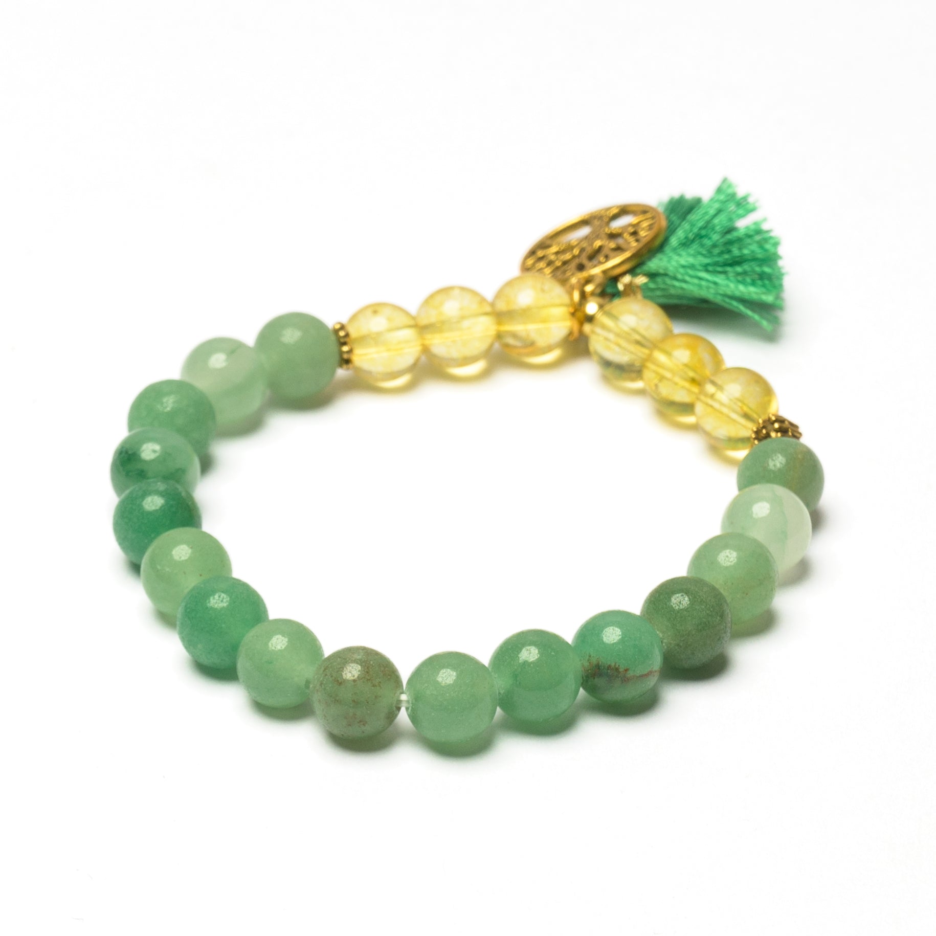 Mixed Stone Bead Charm Bracelet