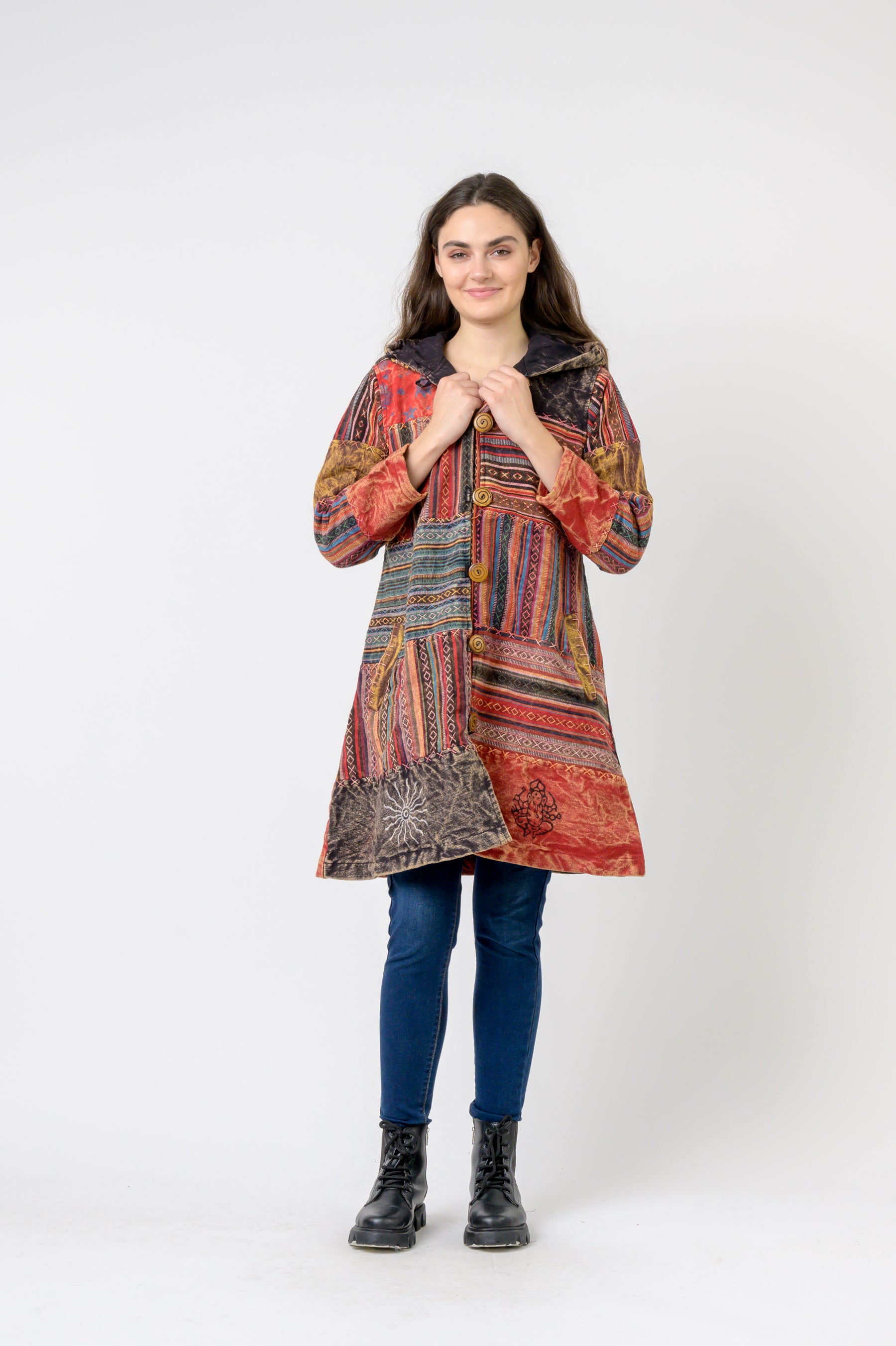 Rhea Cotton Button Long Jacket