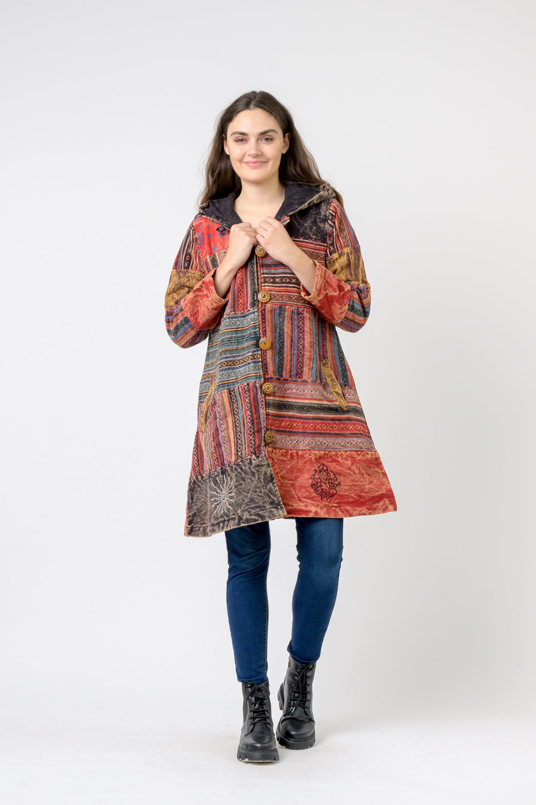 Rhea Cotton Button Long Jacket