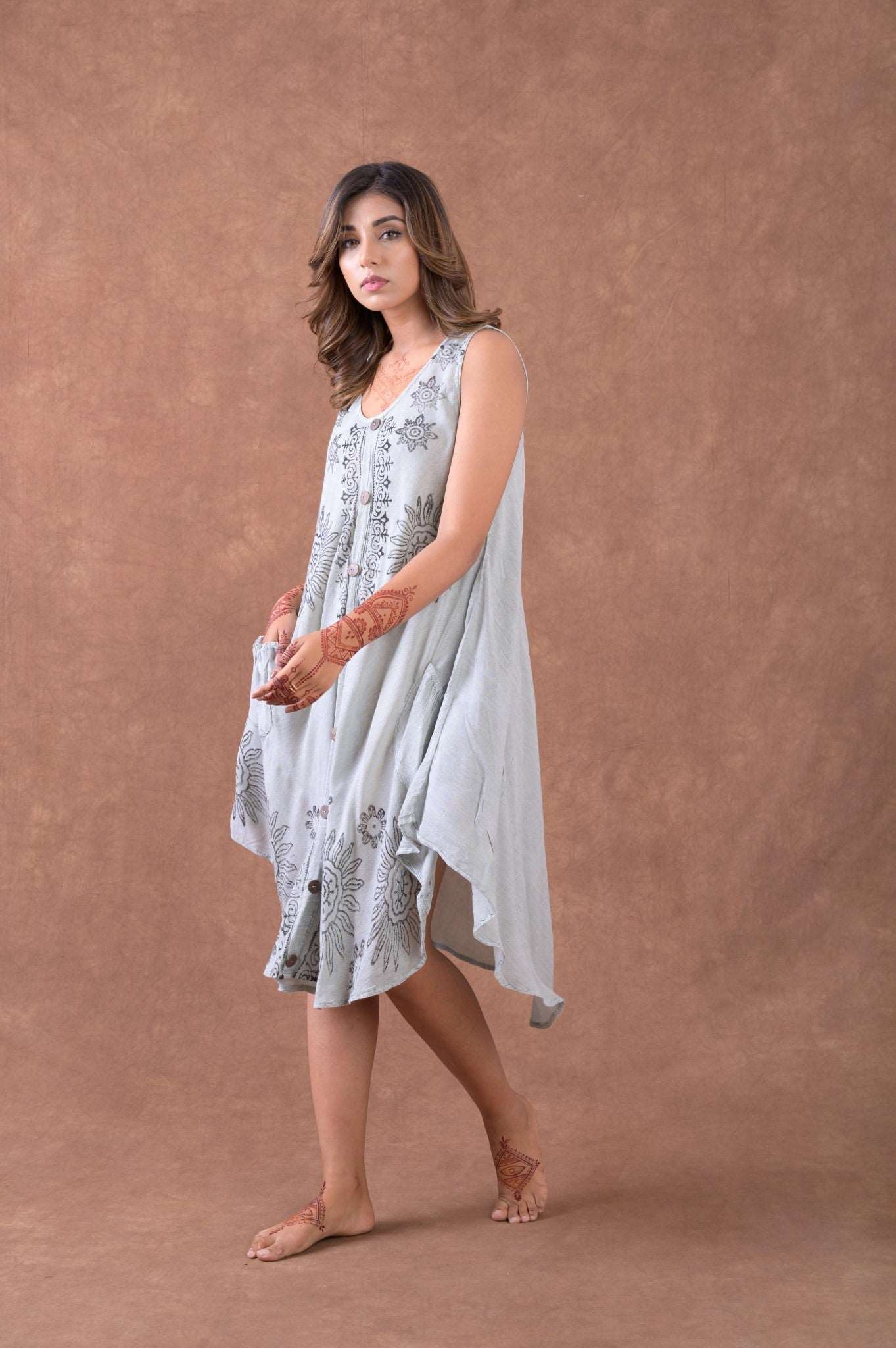 Rhea Cotton Button Long Jacket Grey / Small