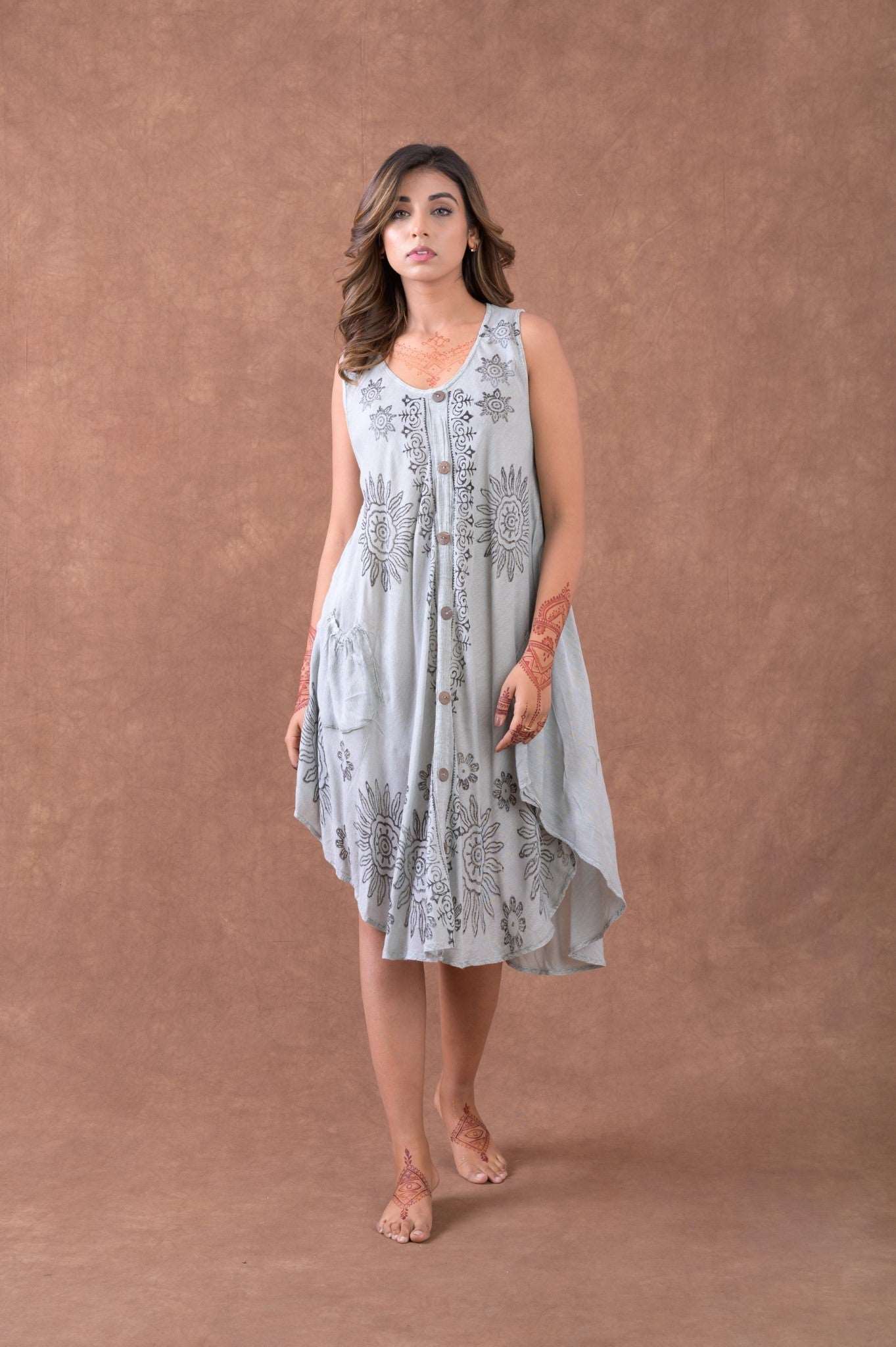 Rhea Cotton Button Long Jacket Grey / Small