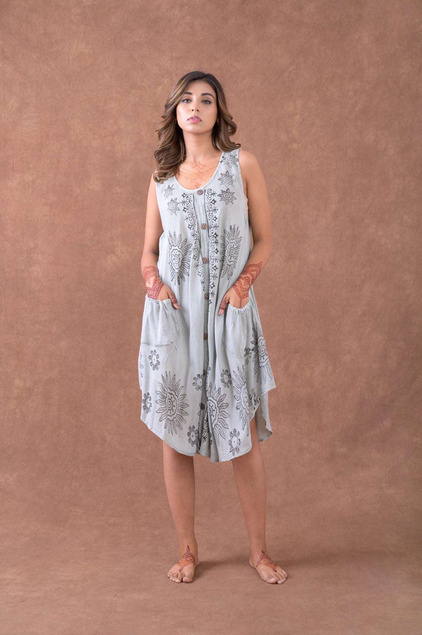 Rhea Cotton Button Long Jacket Grey / Small