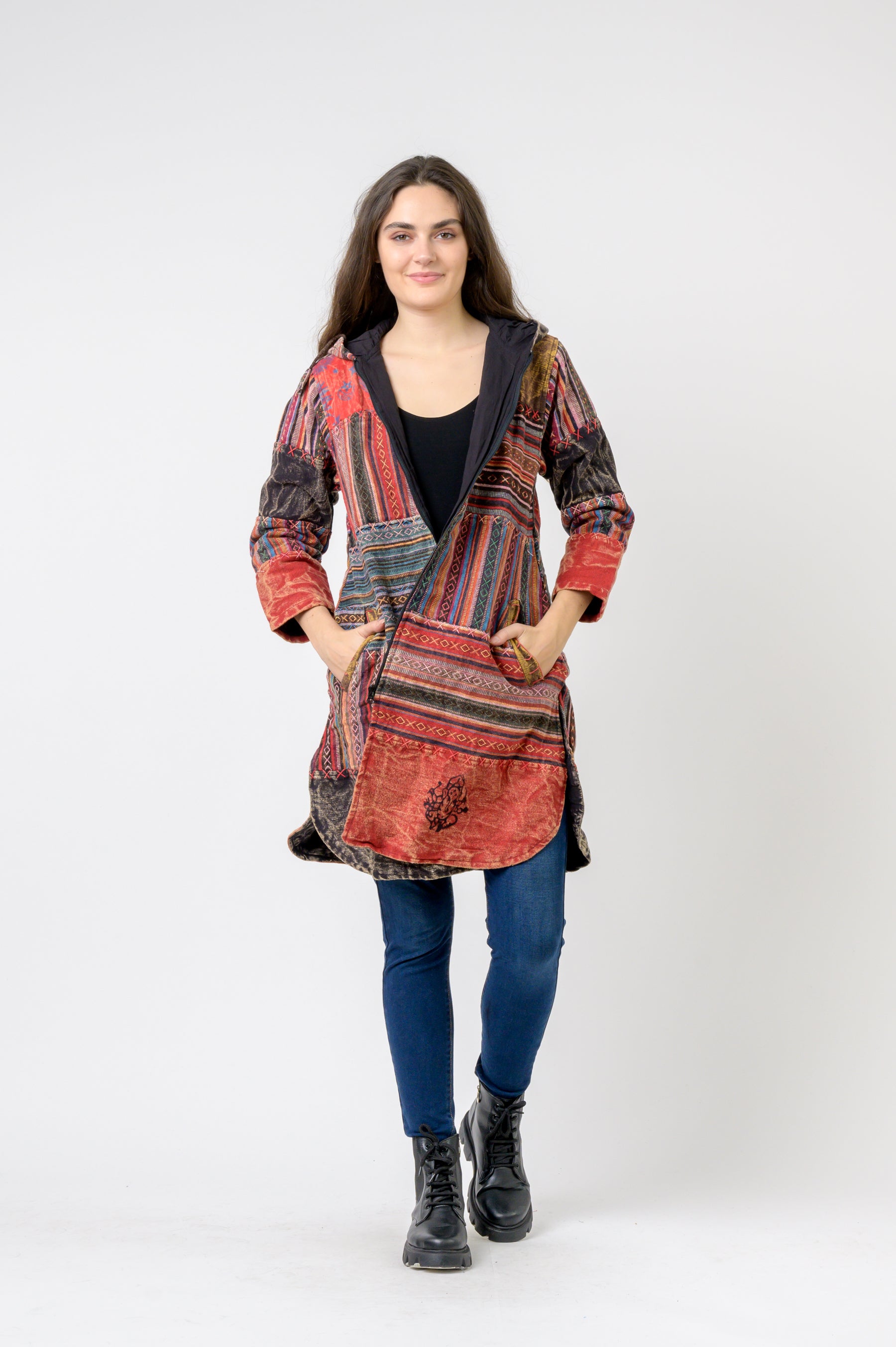 Rhea Cotton Zipper Long Jacket