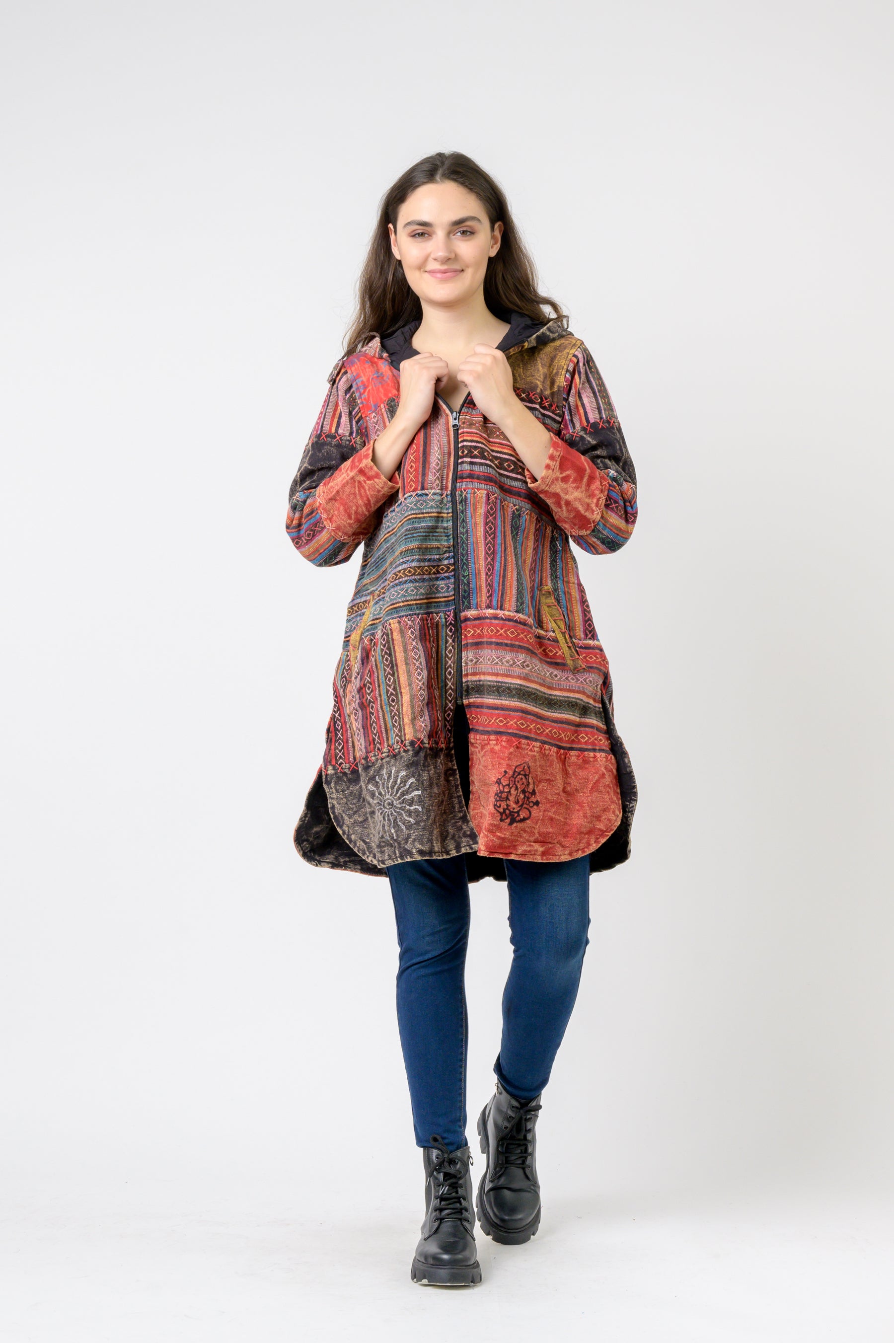 Rhea Cotton Zipper Long Jacket