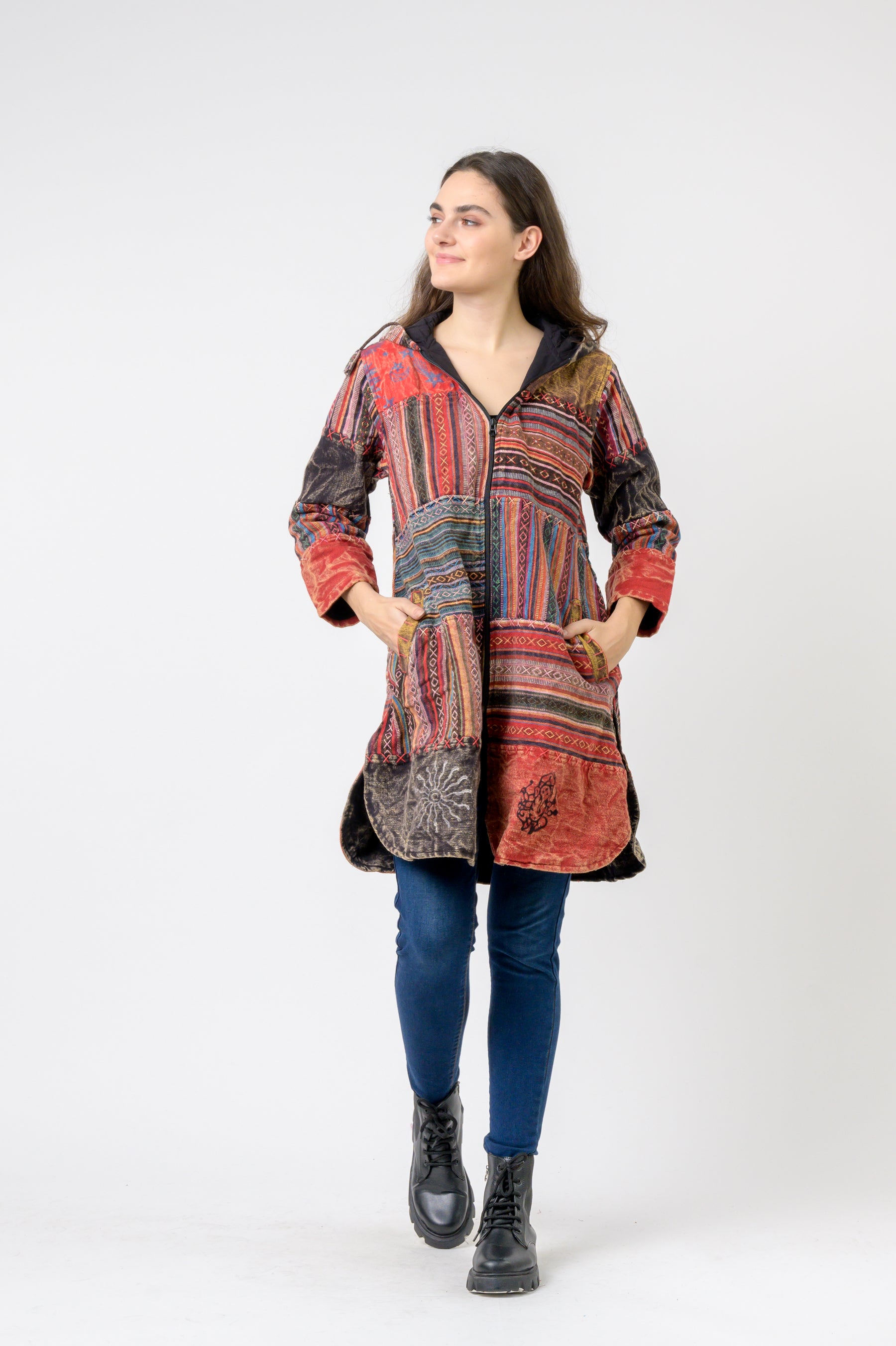 Rhea Cotton Zipper Long Jacket