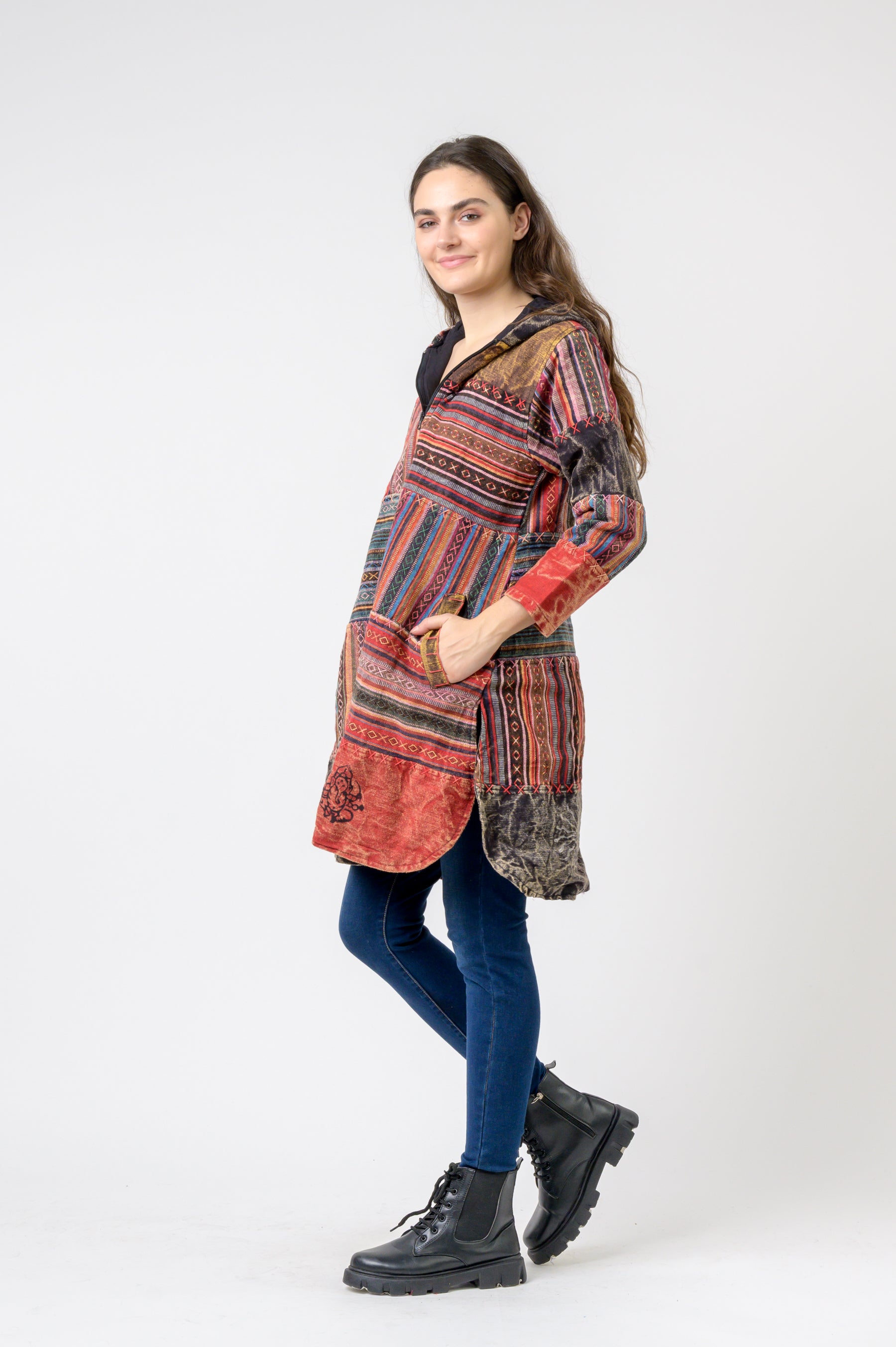 Rhea Cotton Zipper Long Jacket