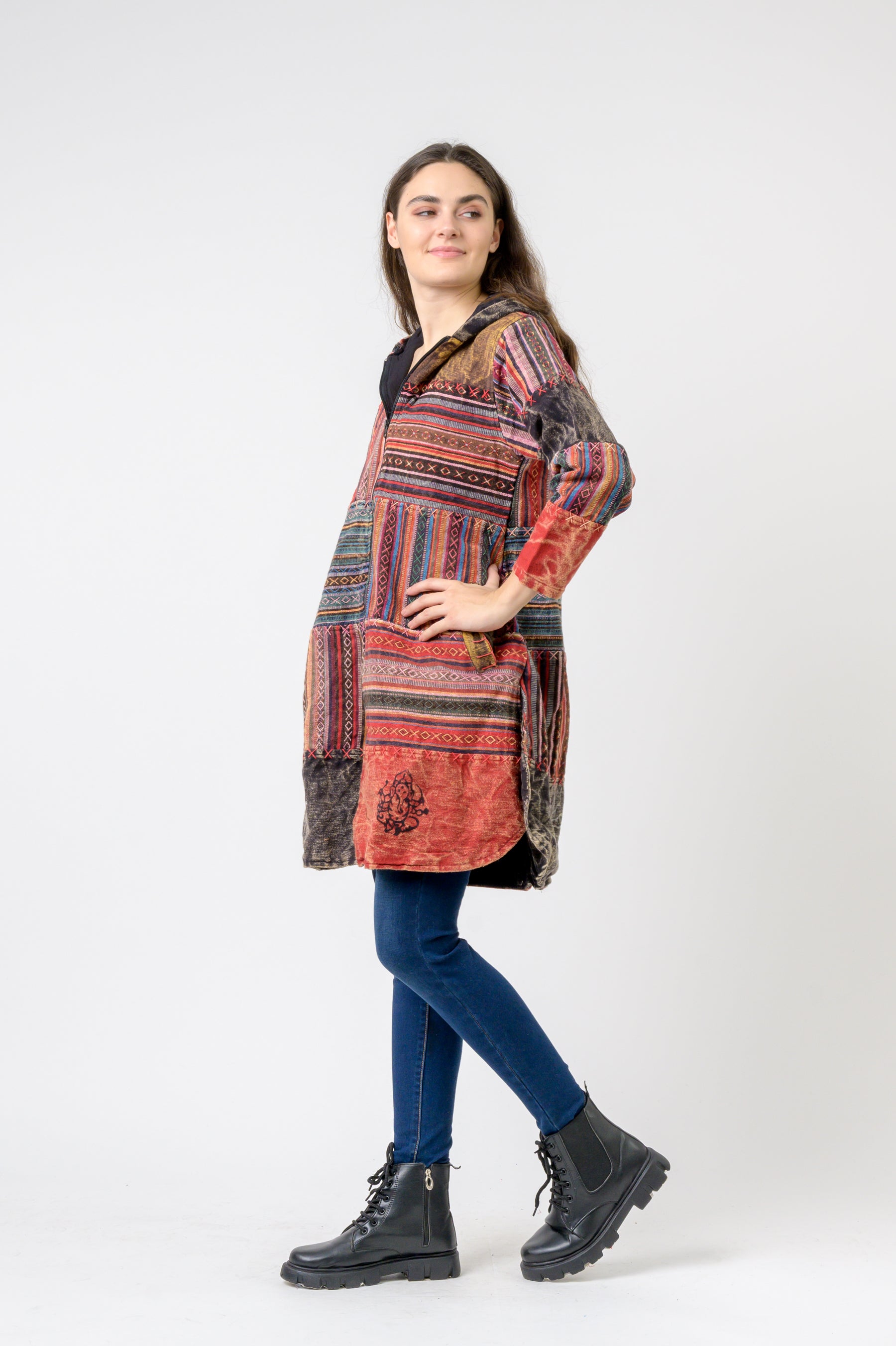 Rhea Cotton Zipper Long Jacket