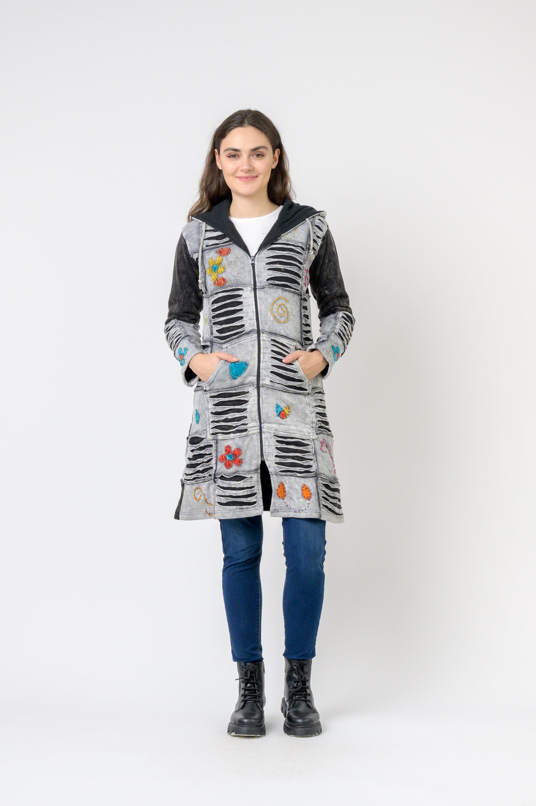 Rhea Cotton Long Flower Jacket