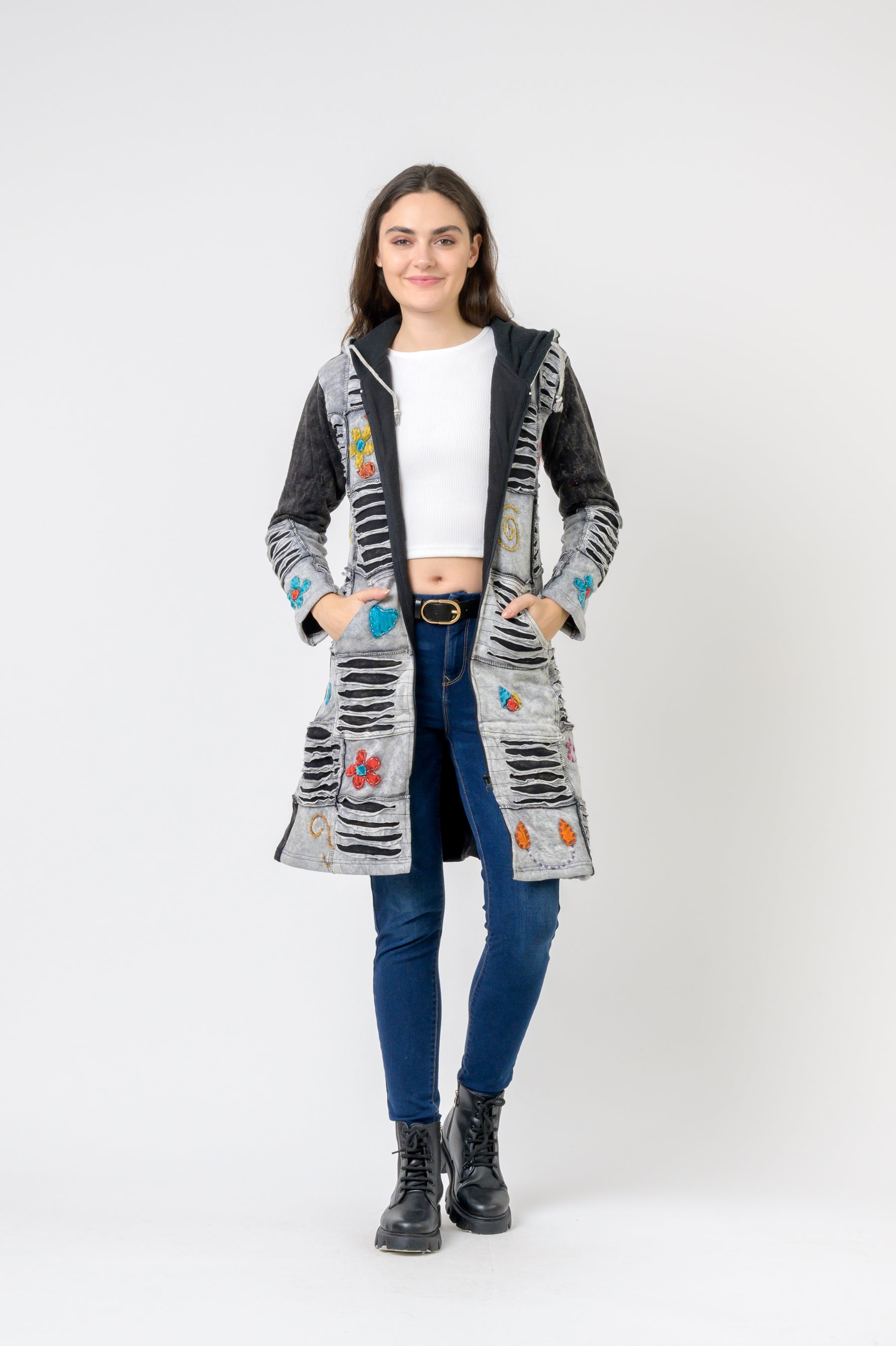 Rhea Cotton Long Flower Jacket