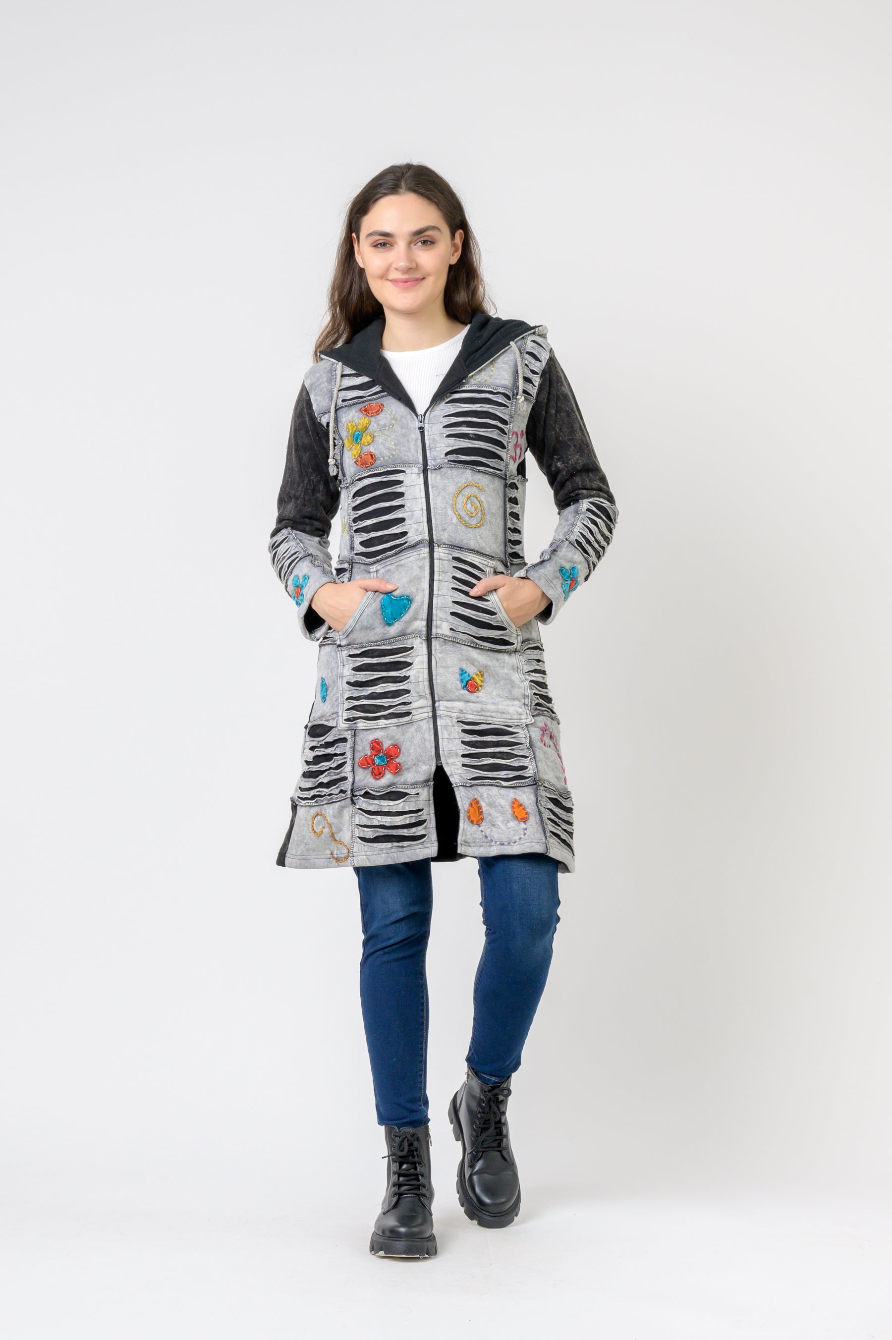 Rhea Cotton Long Flower Jacket