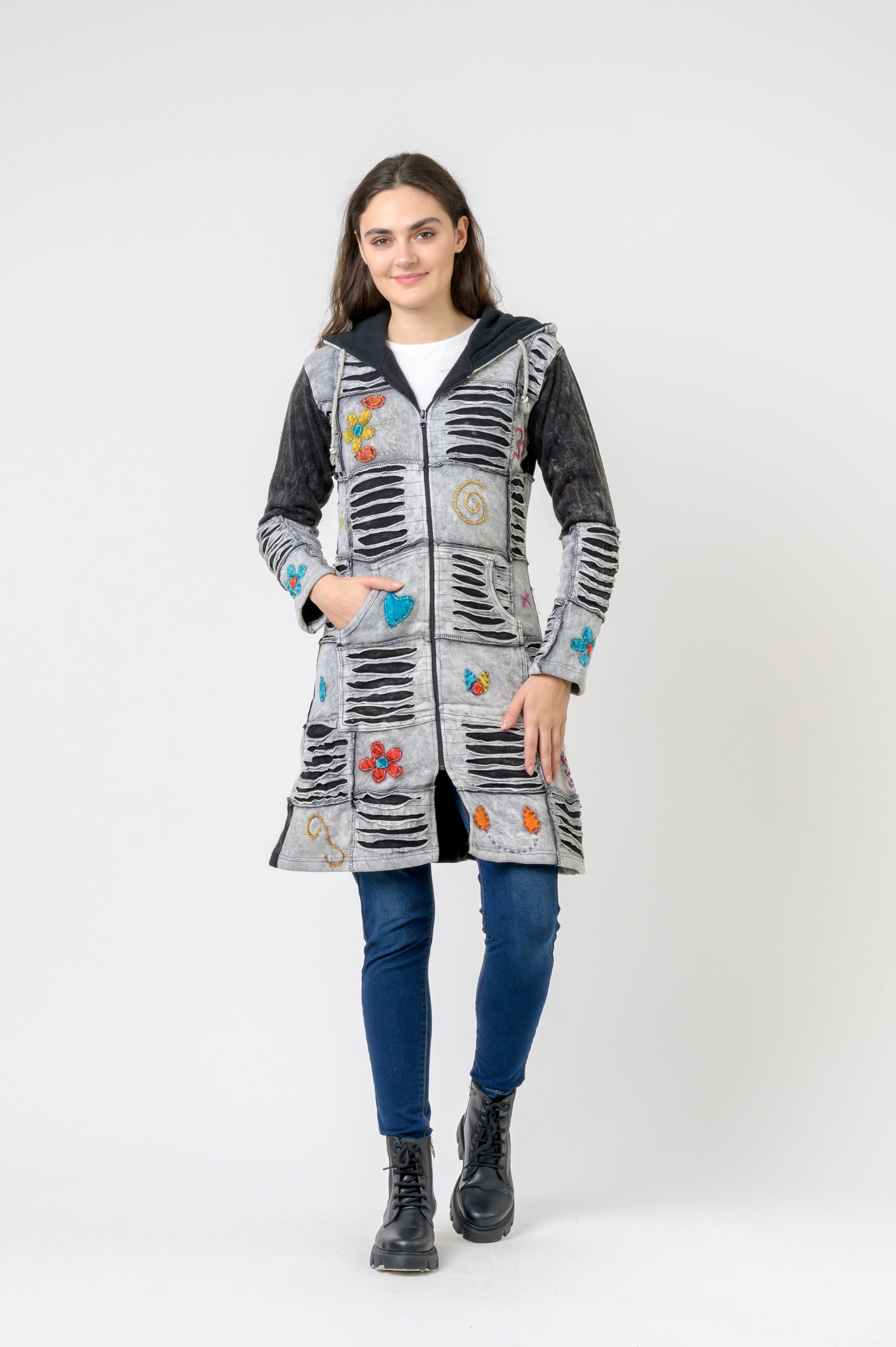 Rhea Cotton Long Flower Jacket