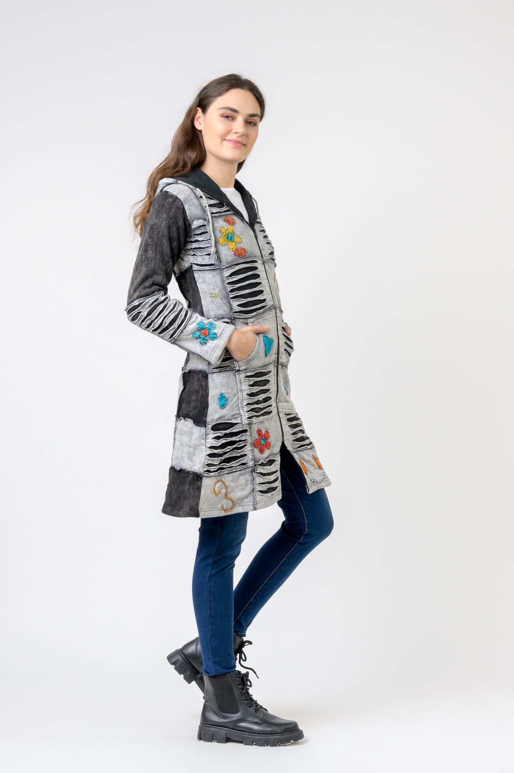 Rhea Cotton Long Flower Jacket