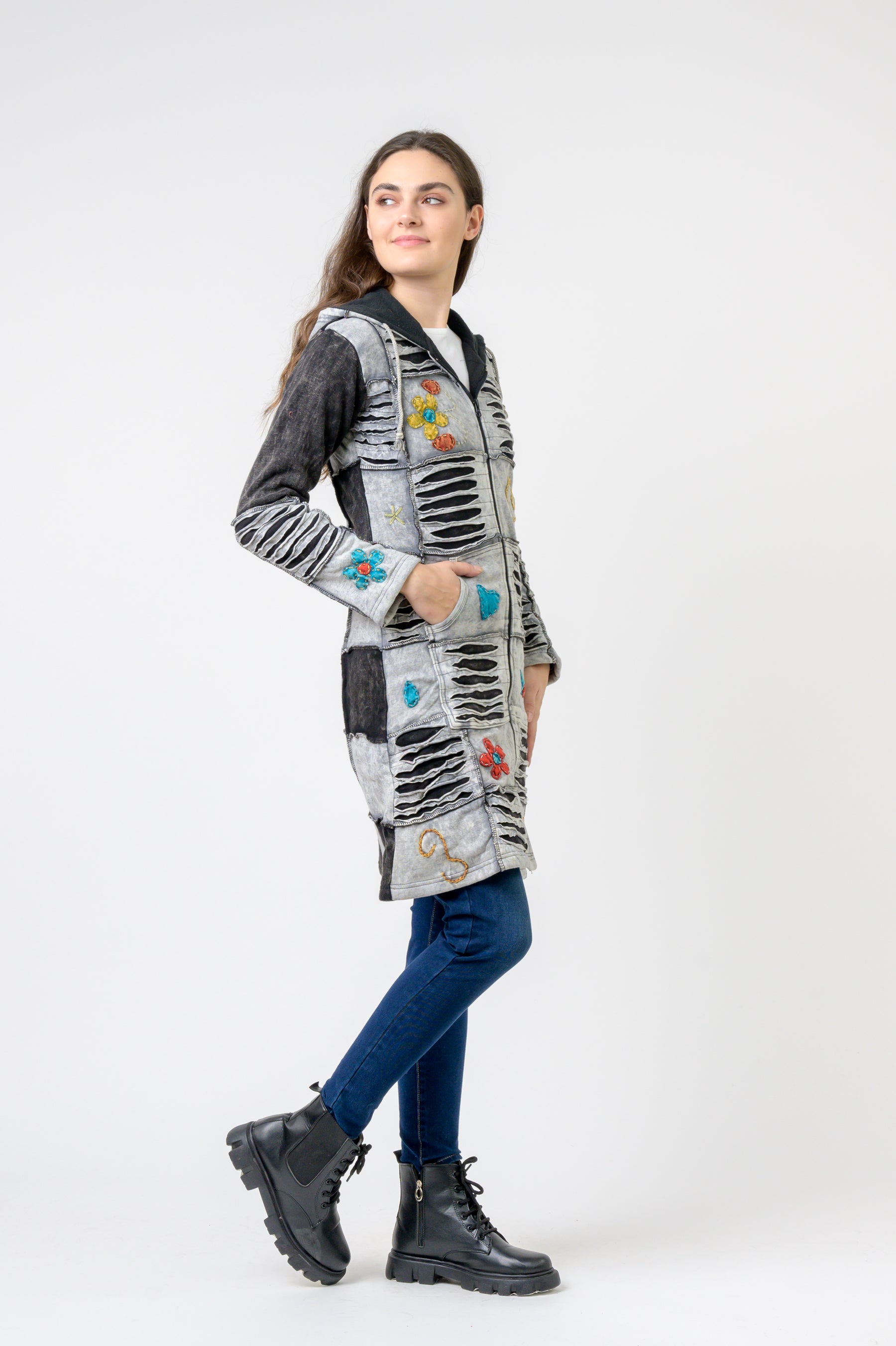 Rhea Cotton Long Flower Jacket