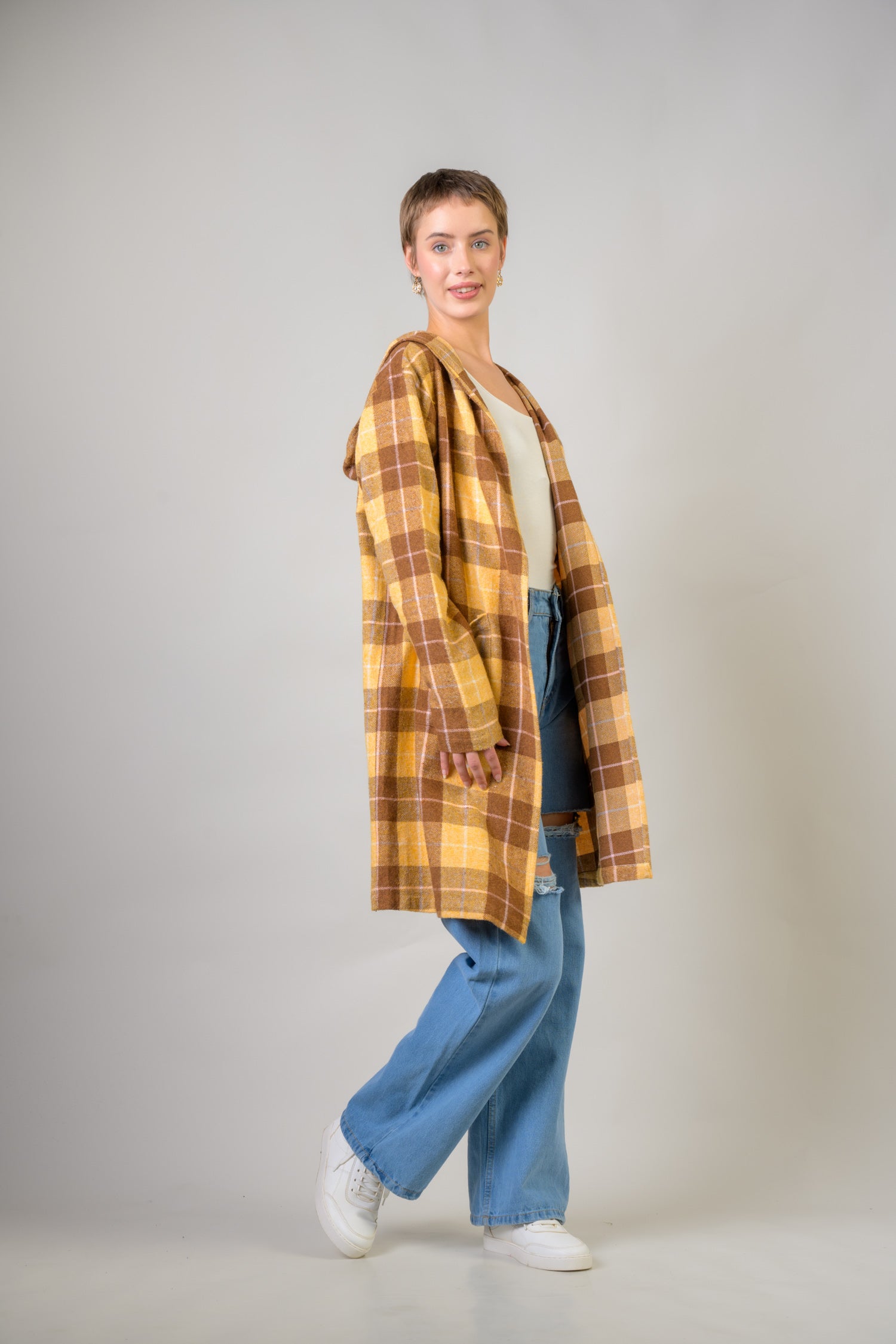 Rhea Heather Hoodie Shrug Coat Mustard / L/X