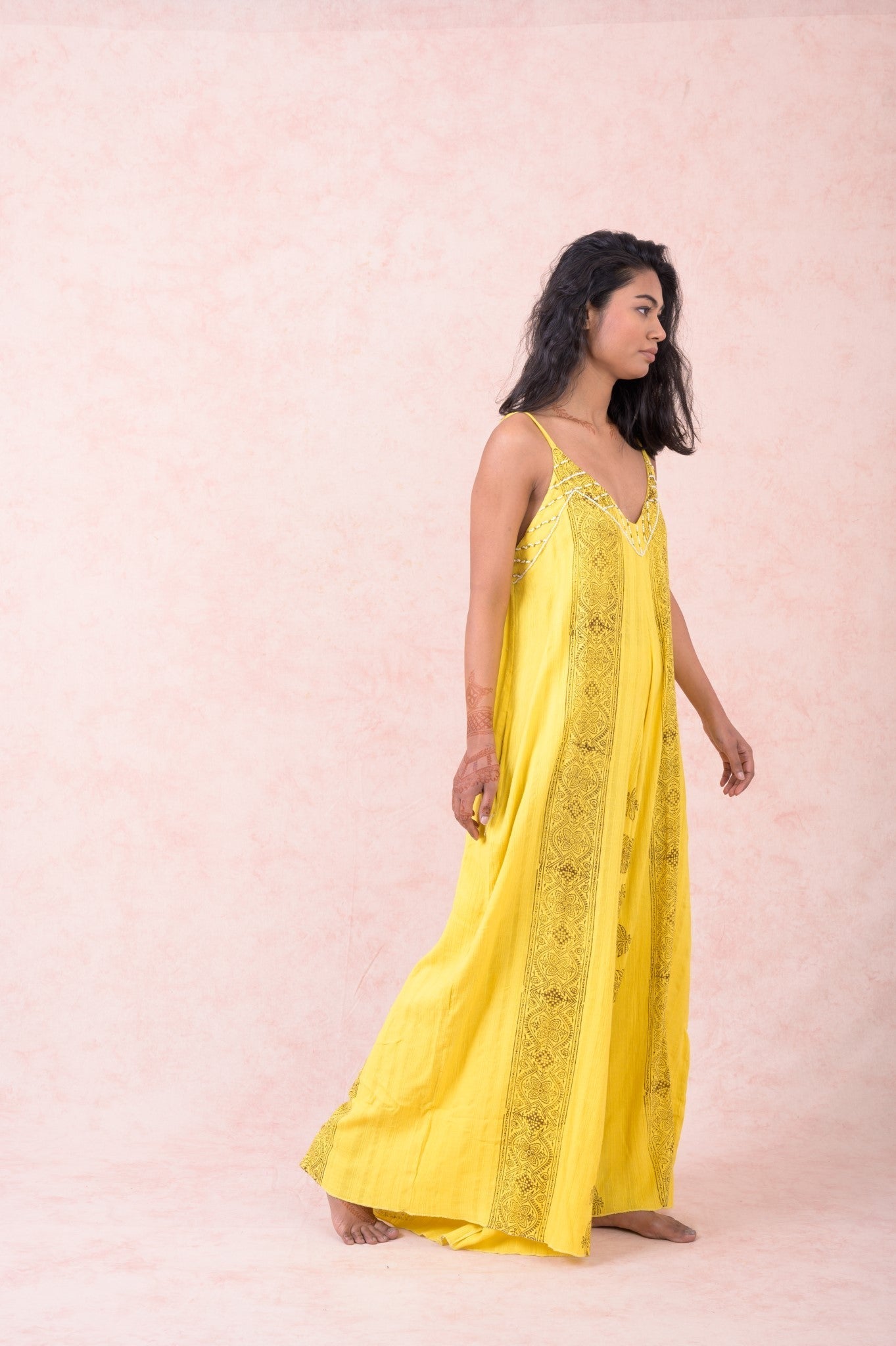 Rhea Pattern & Strap Jumpsuit Yellow / One Size