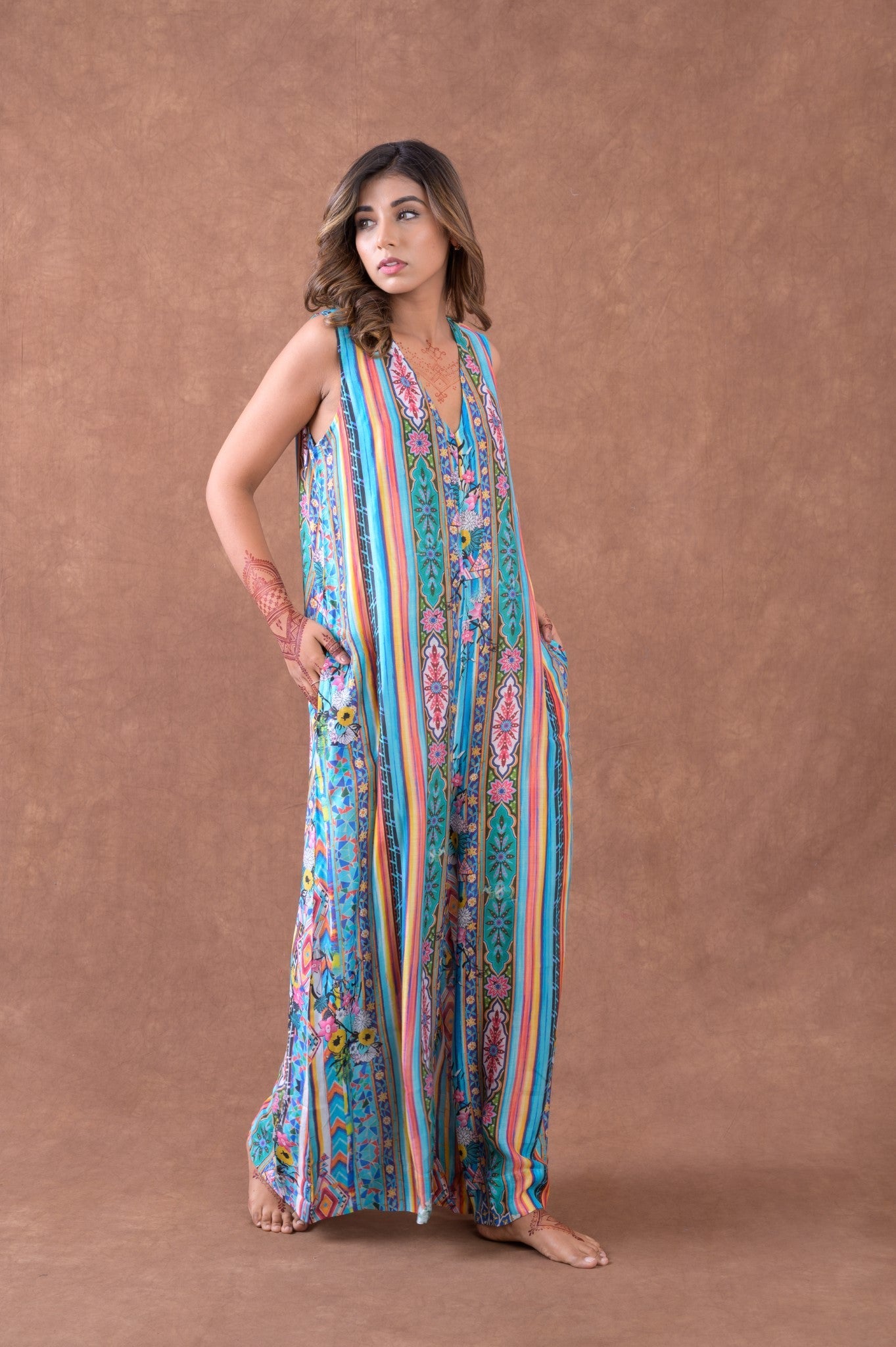 Rhea Silk Jumpsuit Blue / Large