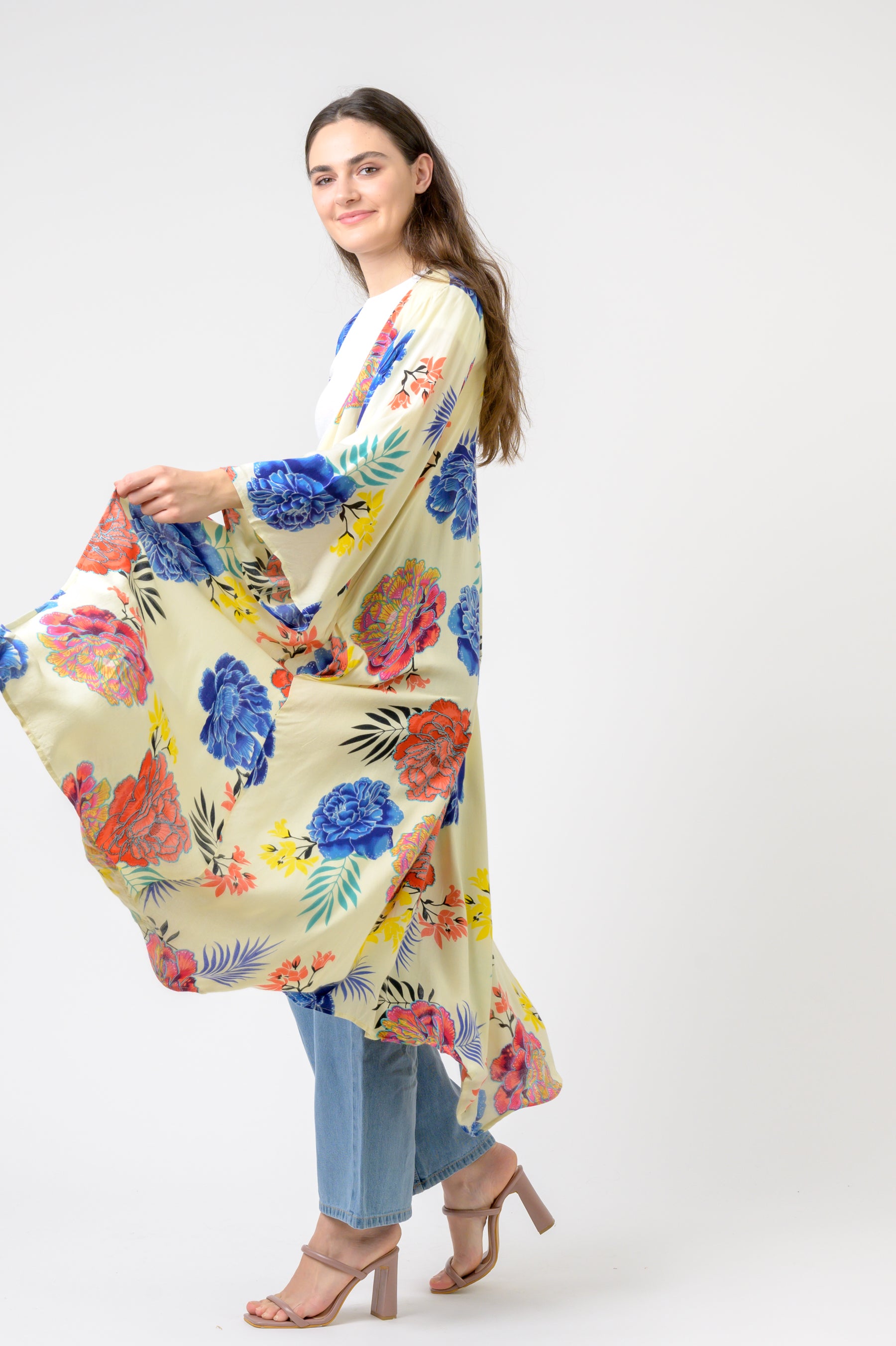 Rhea Kimono Long Roza print