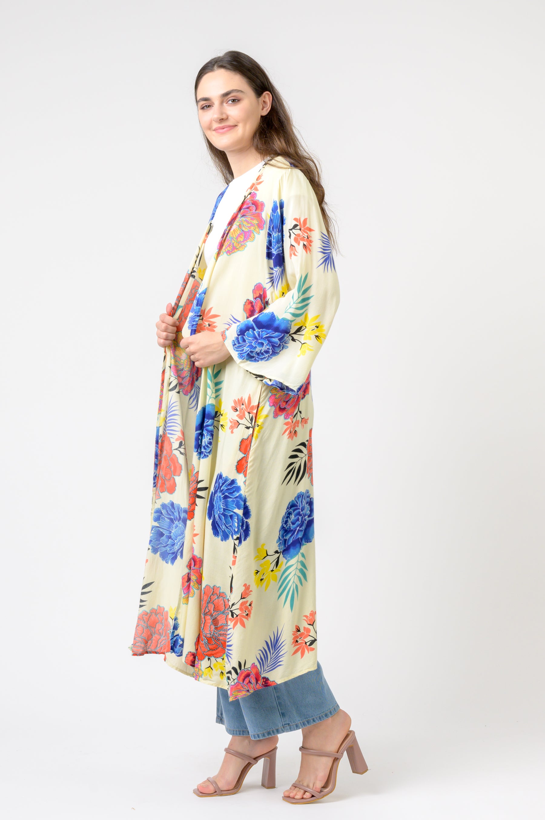Rhea Kimono Long Roza print