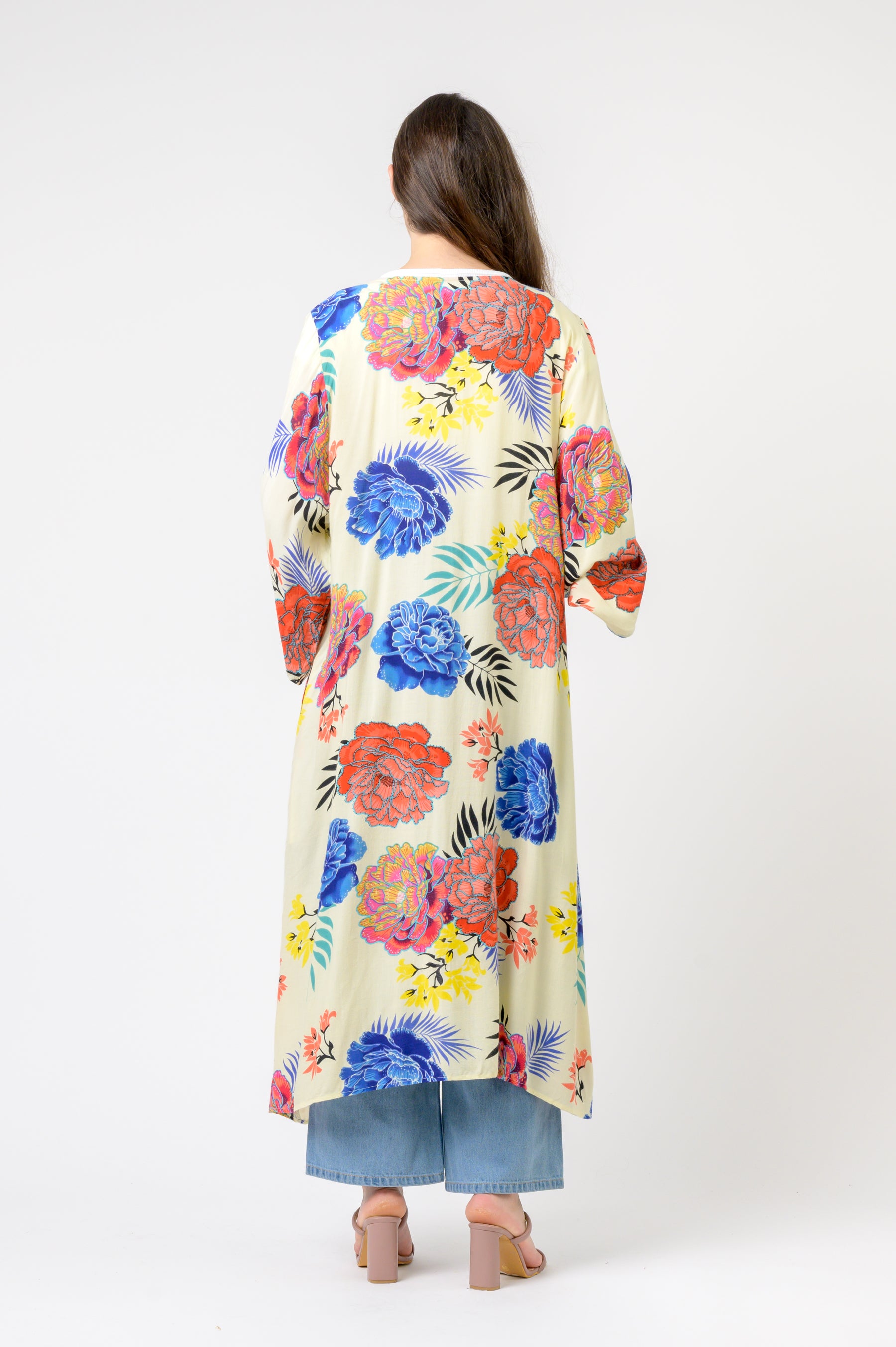 Rhea Kimono Long Roza print