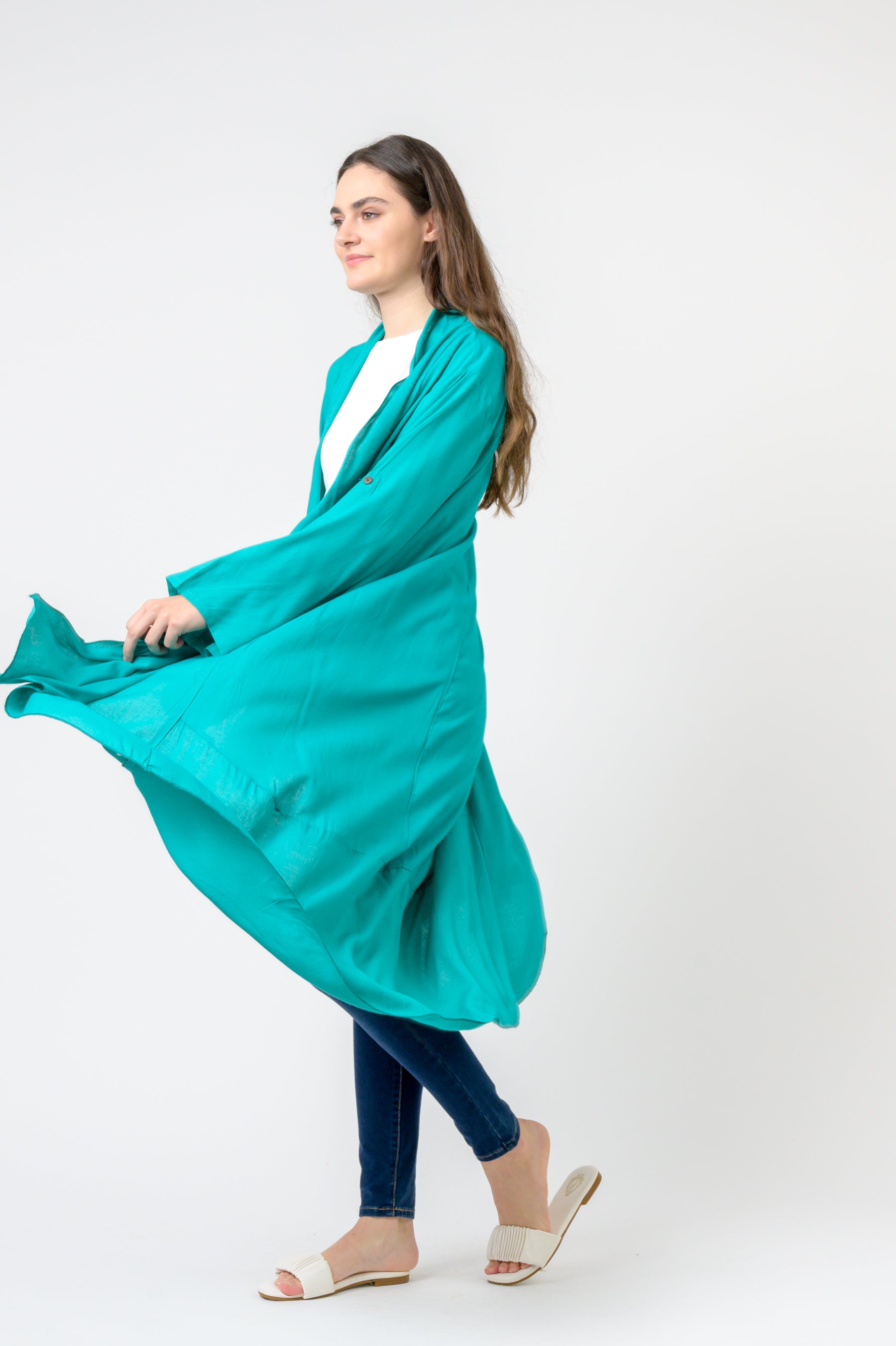 Rhea Solid Print Duster