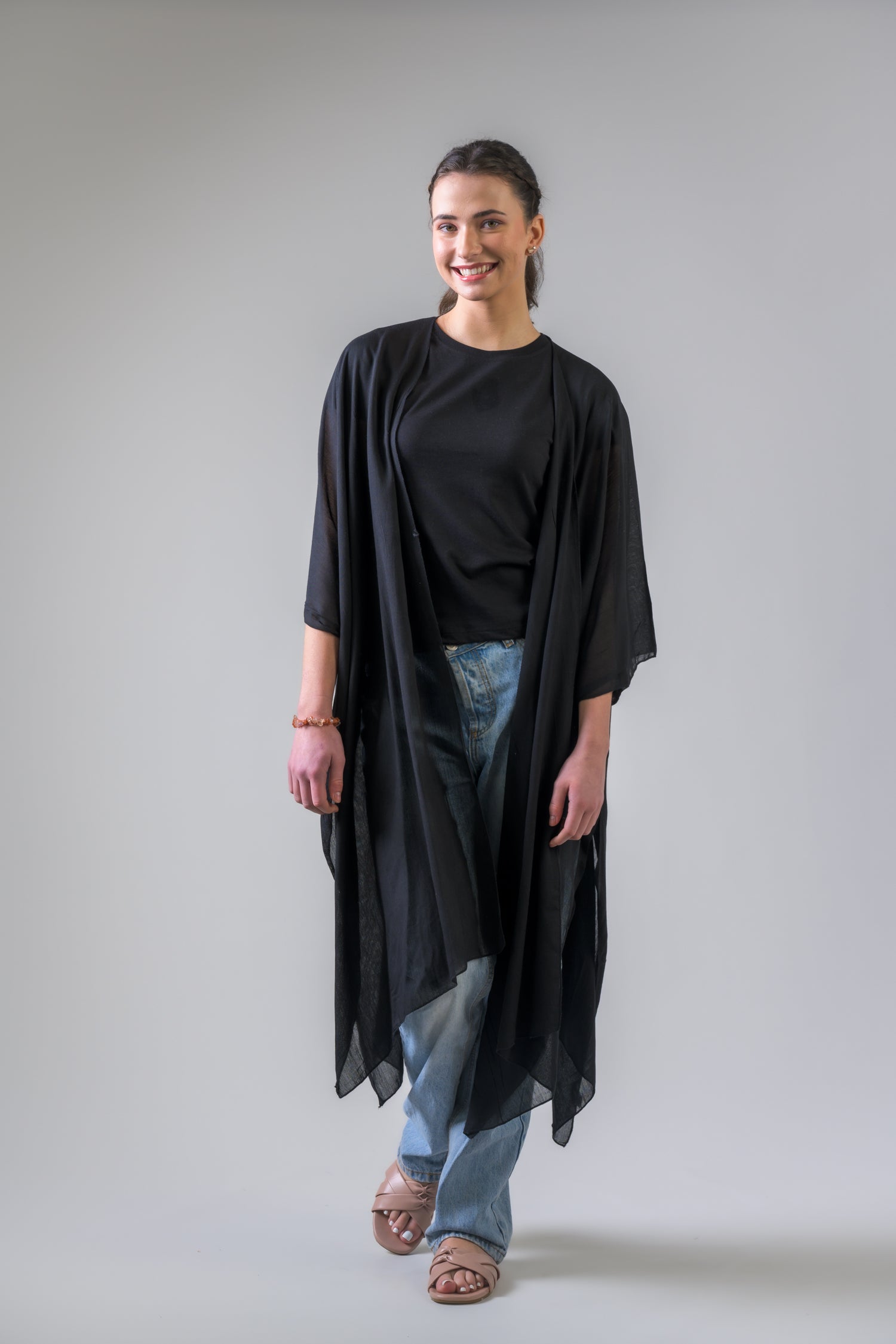 Rhea Sheer Kimono Black / One Size