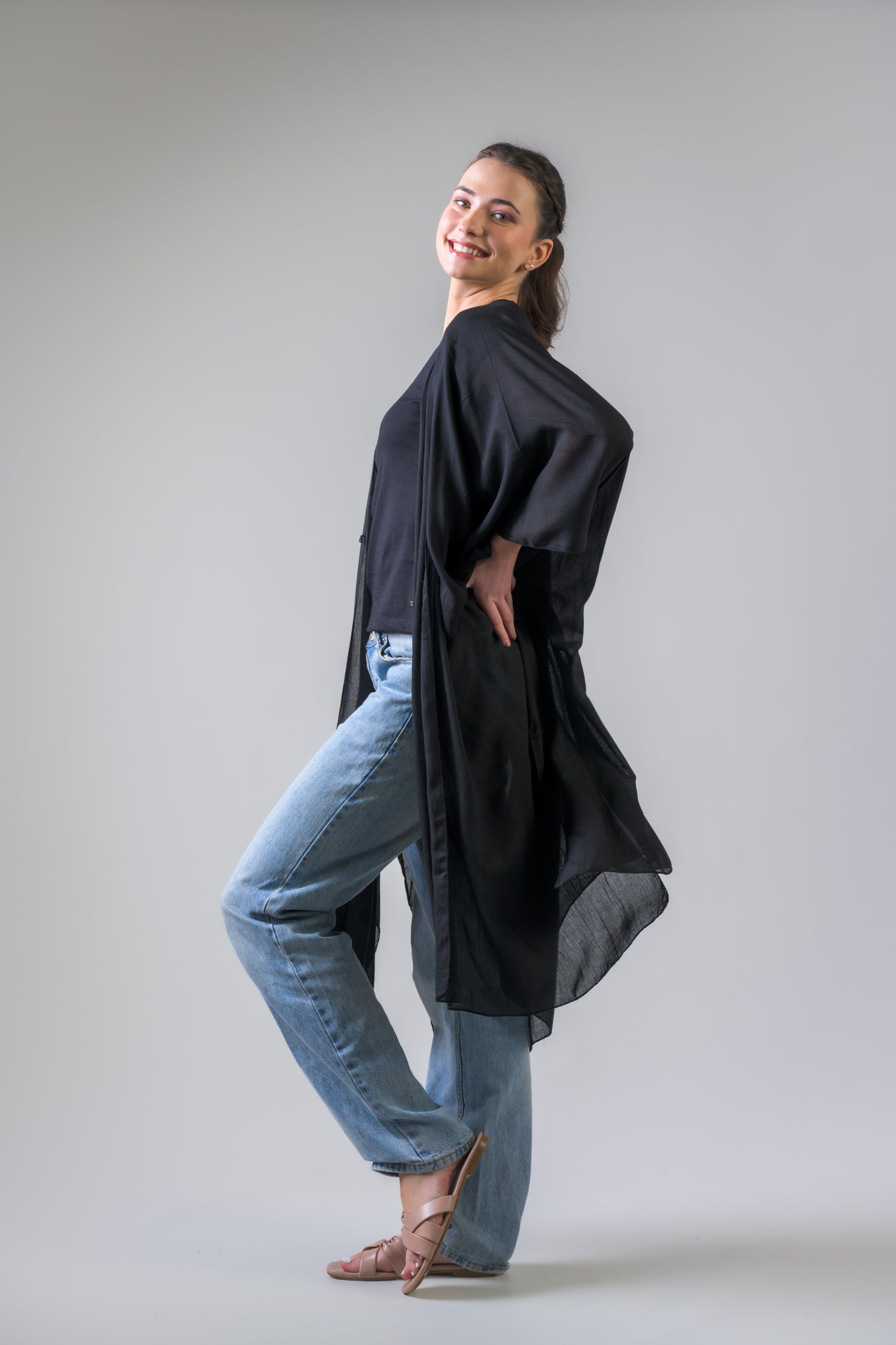 Rhea Sheer Kimono Black / One Size