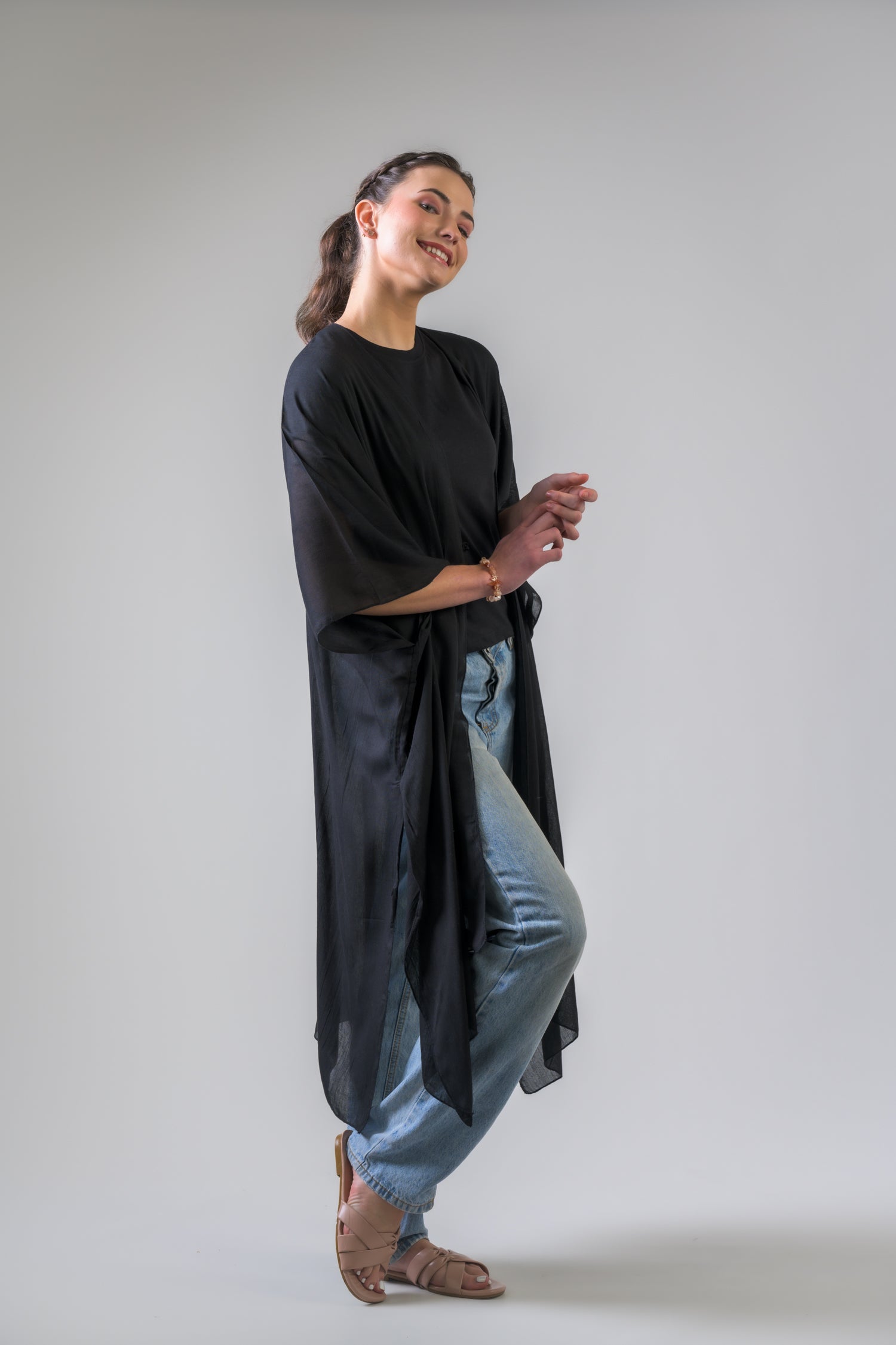 Rhea Sheer Kimono Black / One Size