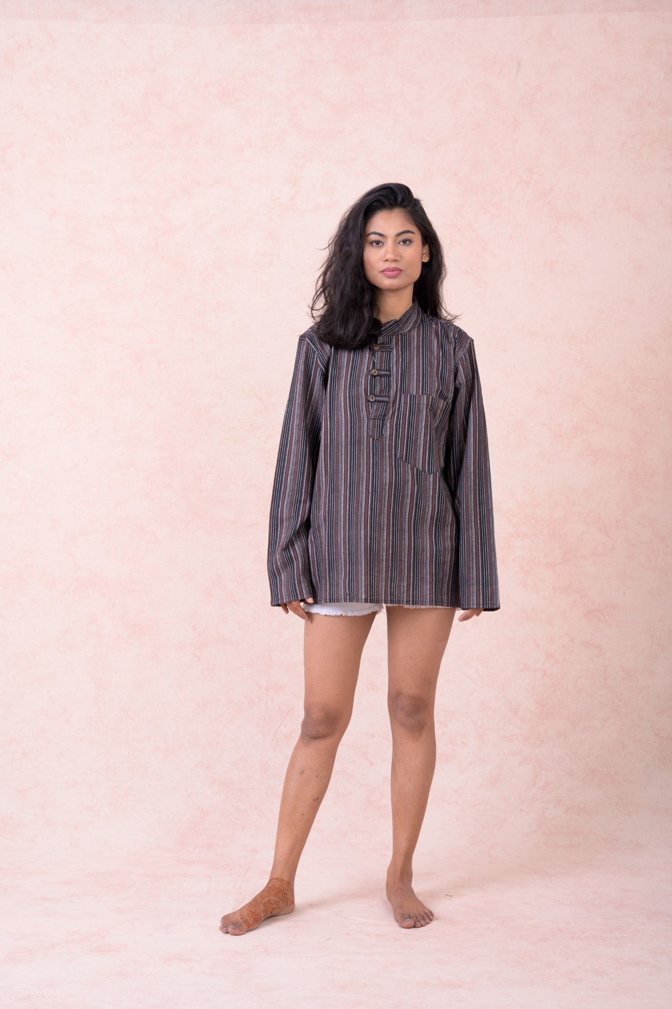 Rhea Striped Pocket Shirt Black / Small
