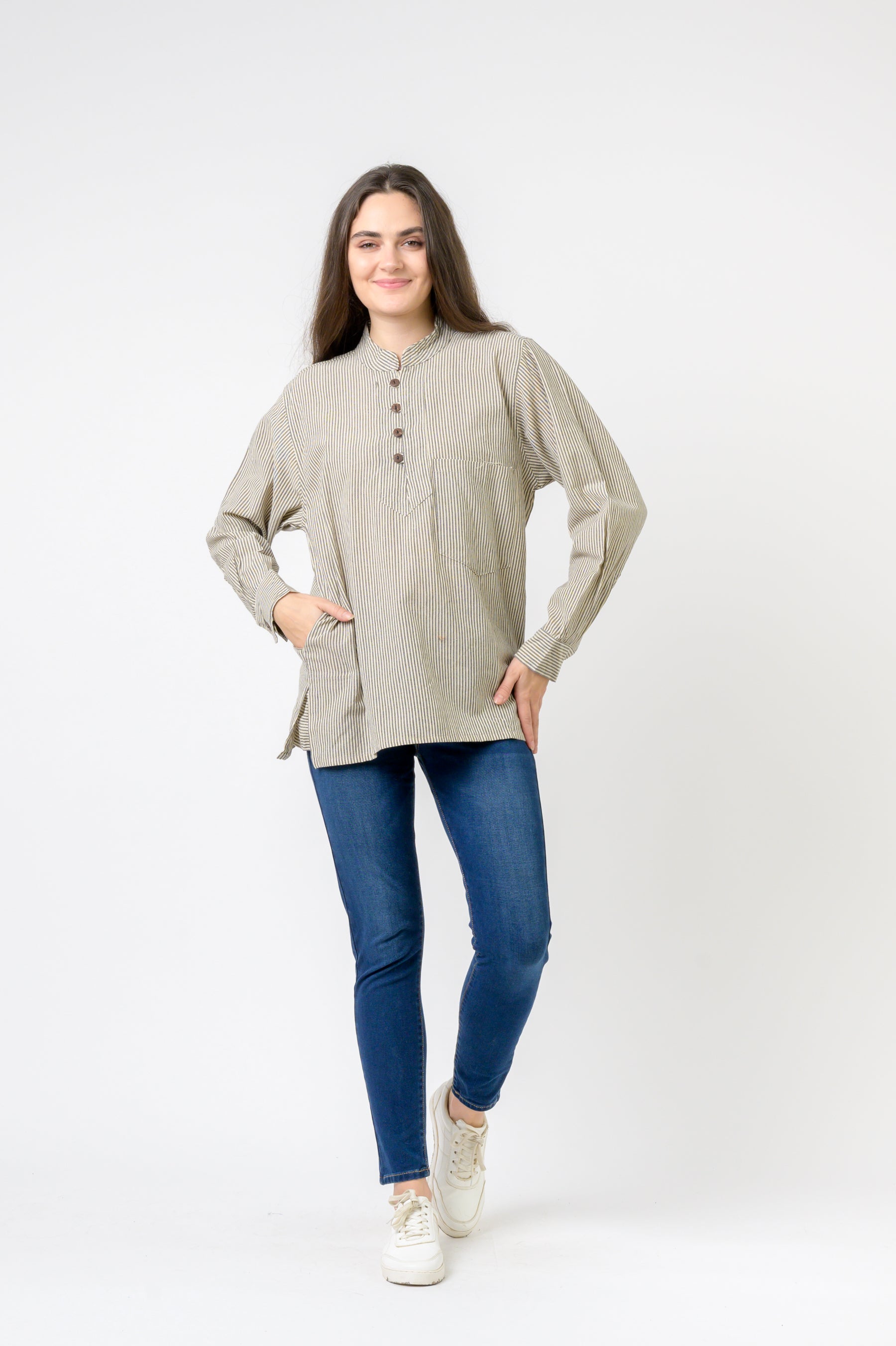 Rhea Striped Button & Pocket Shirt