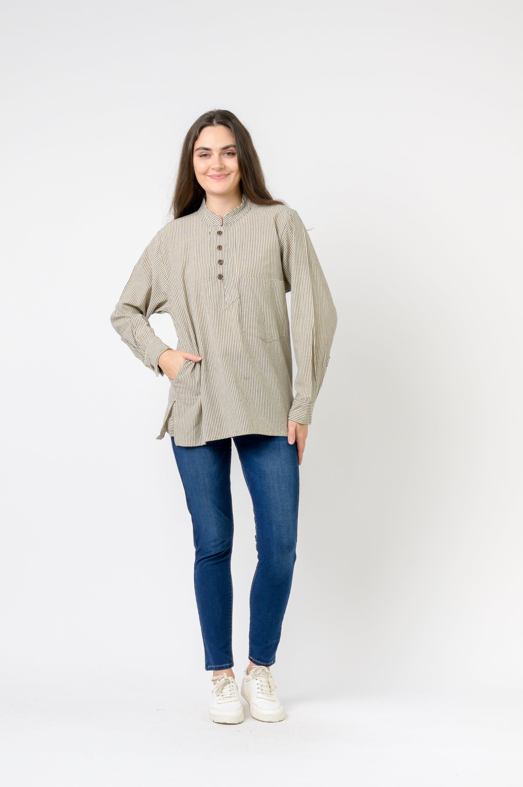 Rhea Striped Button & Pocket Shirt