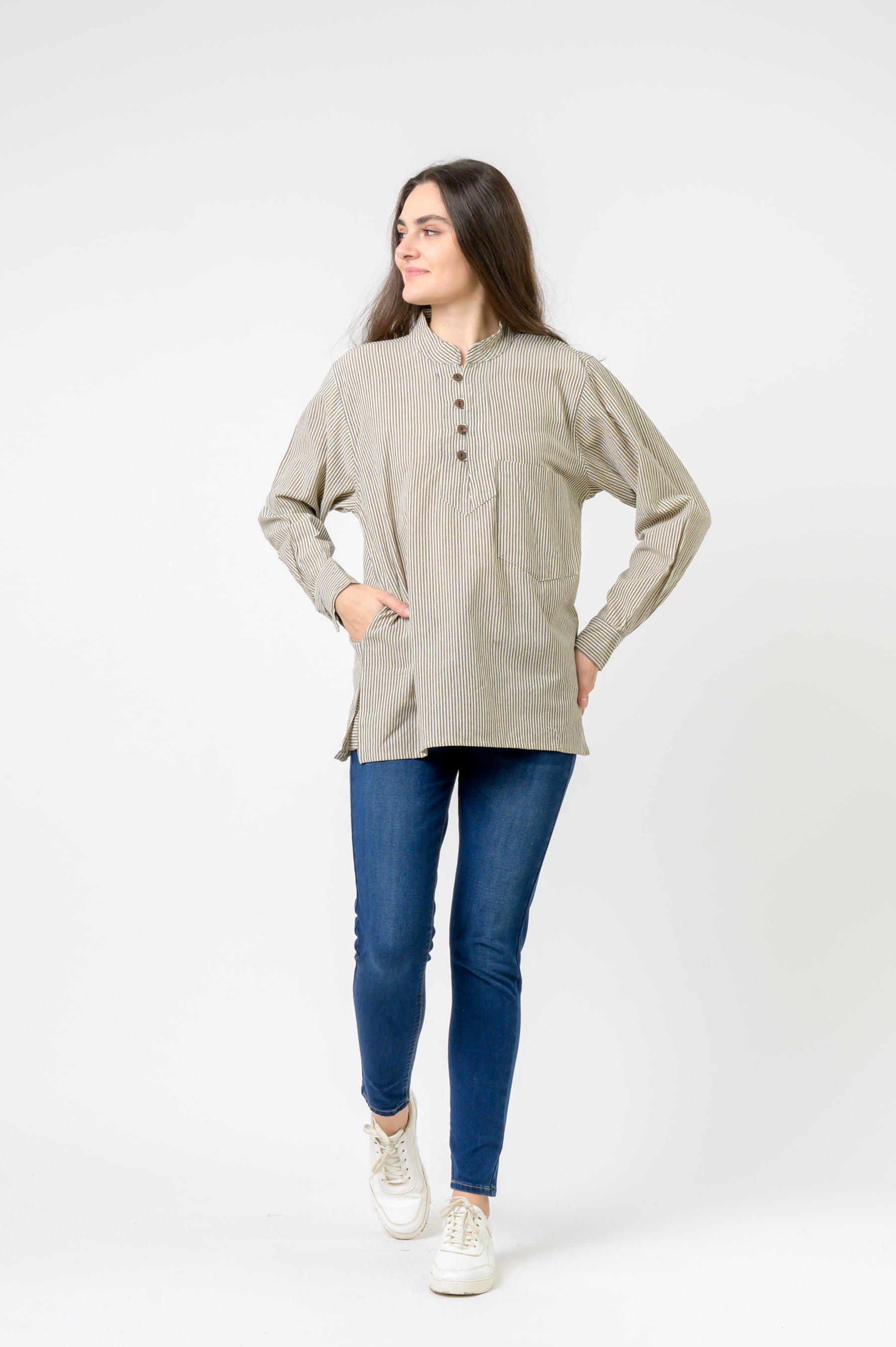 Rhea Striped Button & Pocket Shirt