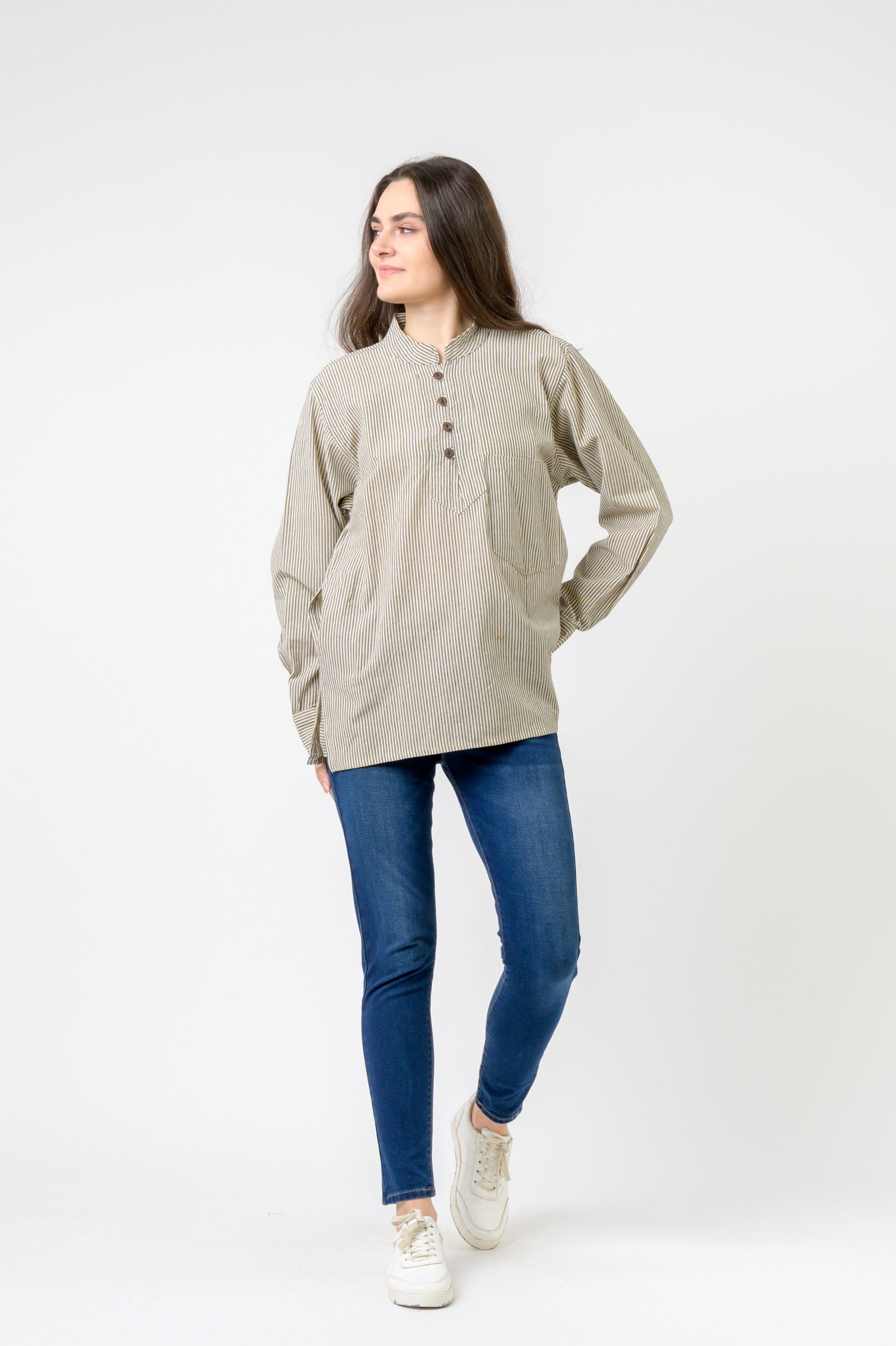 Rhea Striped Button & Pocket Shirt