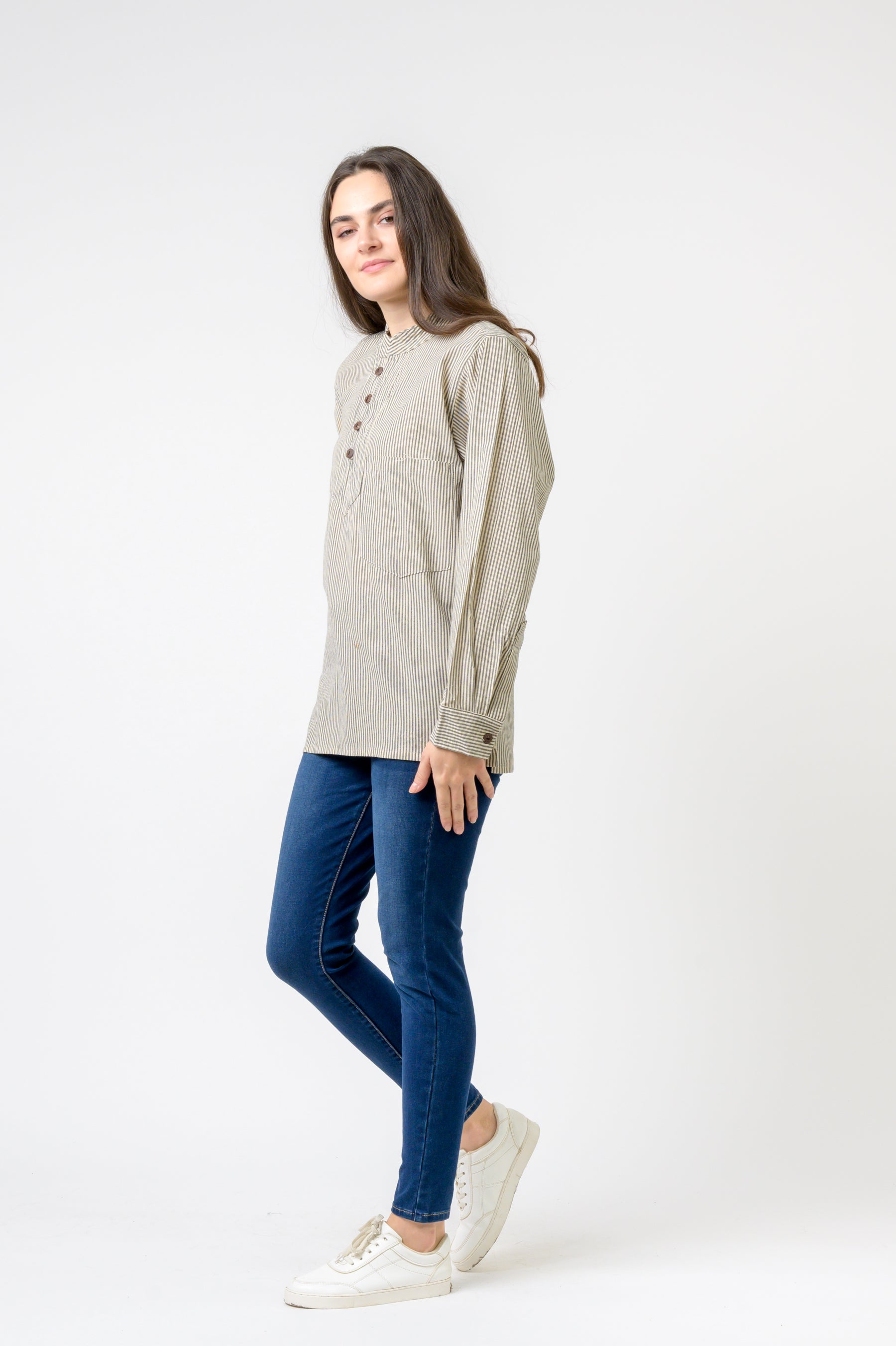 Rhea Striped Button & Pocket Shirt