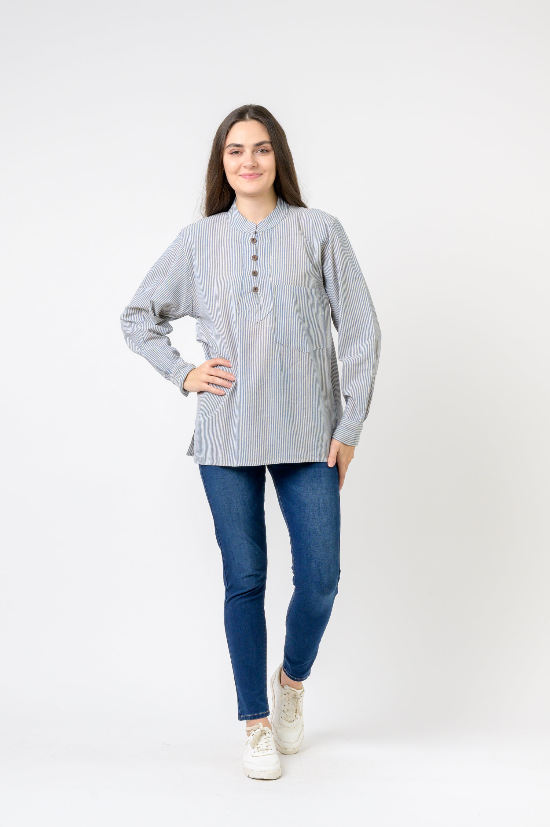 Rhea Striped Button & Pocket Shirt