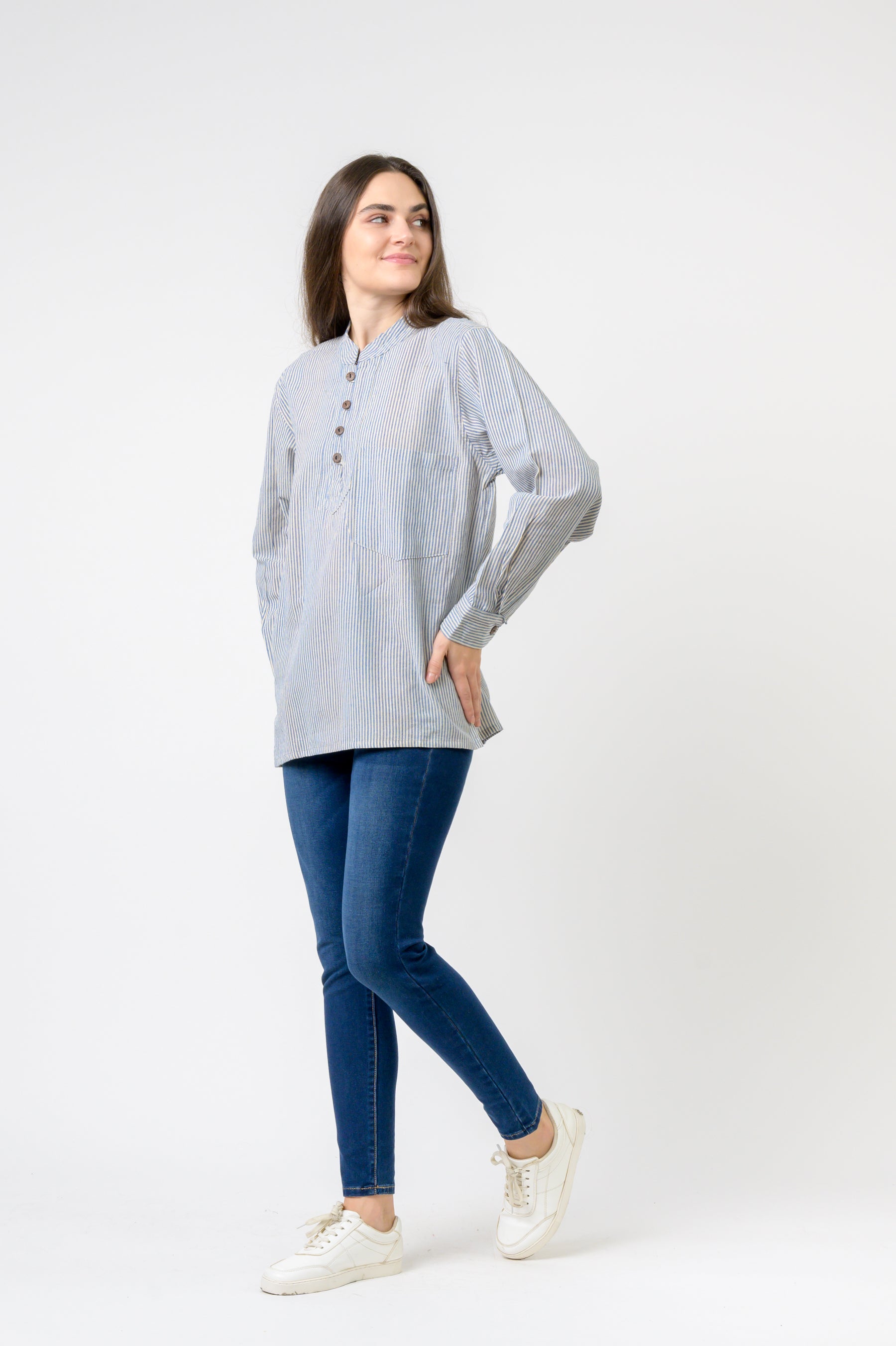 Rhea Striped Button & Pocket Shirt