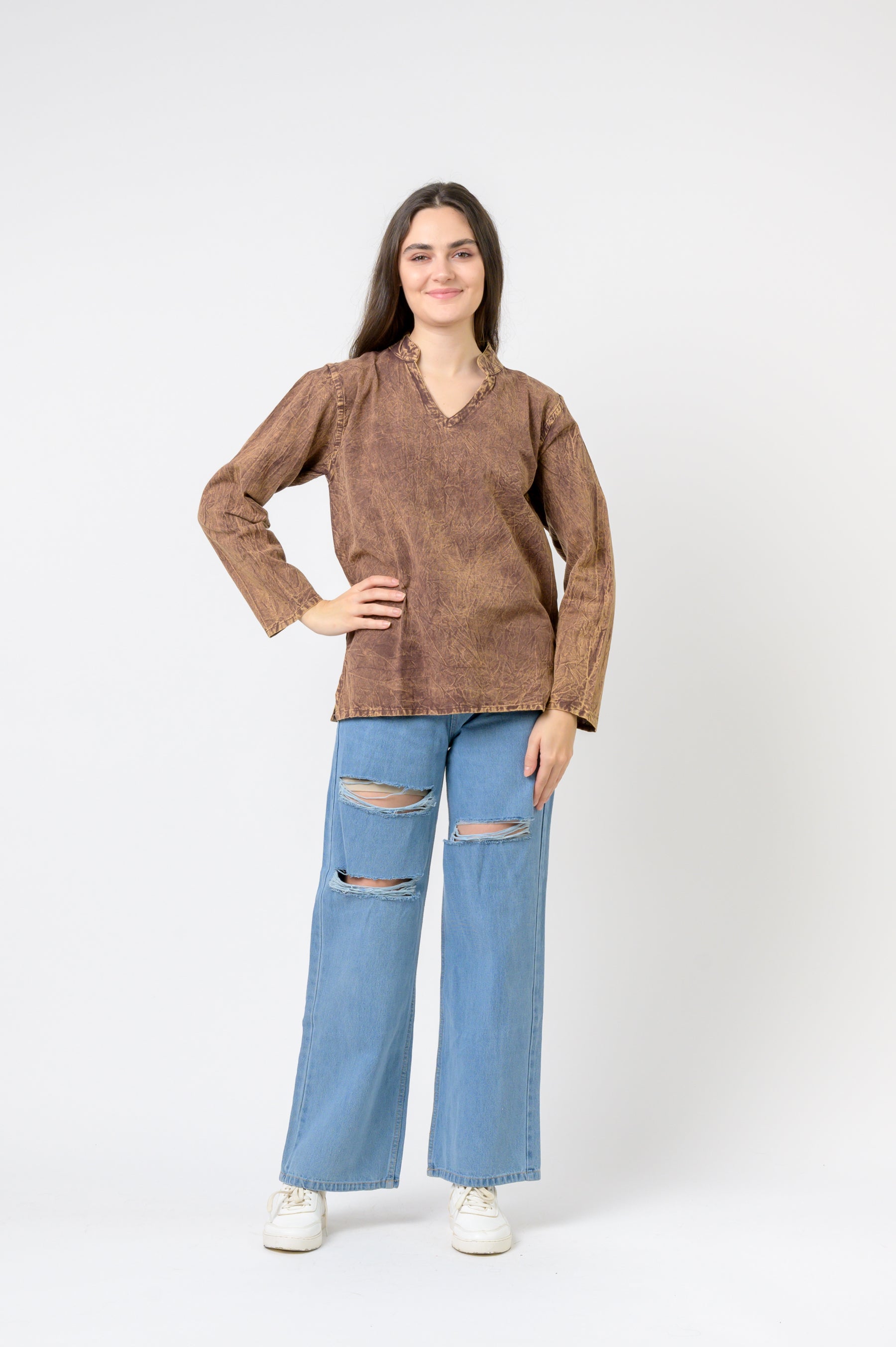 Rhea Solid Long Sleeve Top