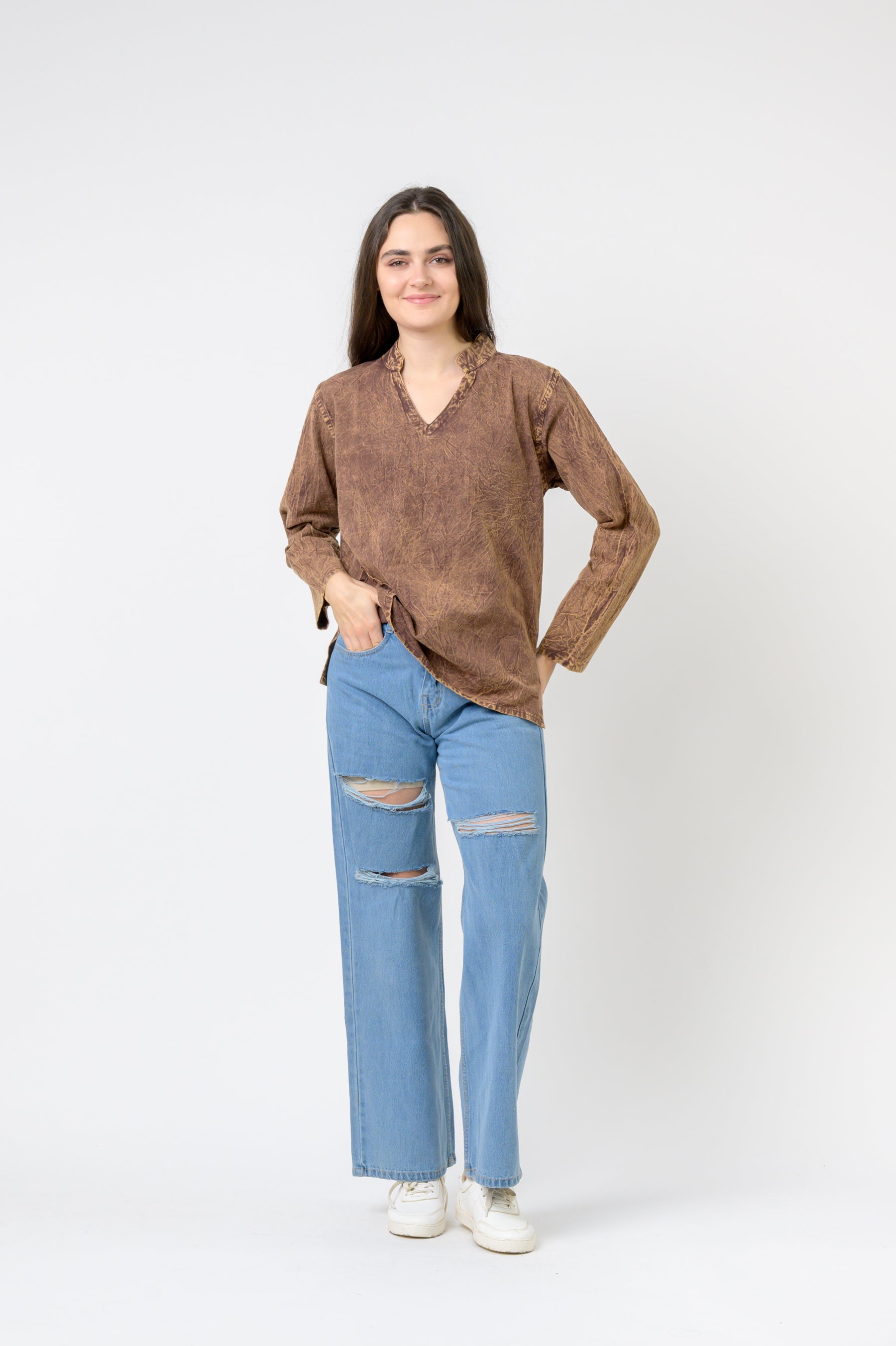 Rhea Solid Long Sleeve Top