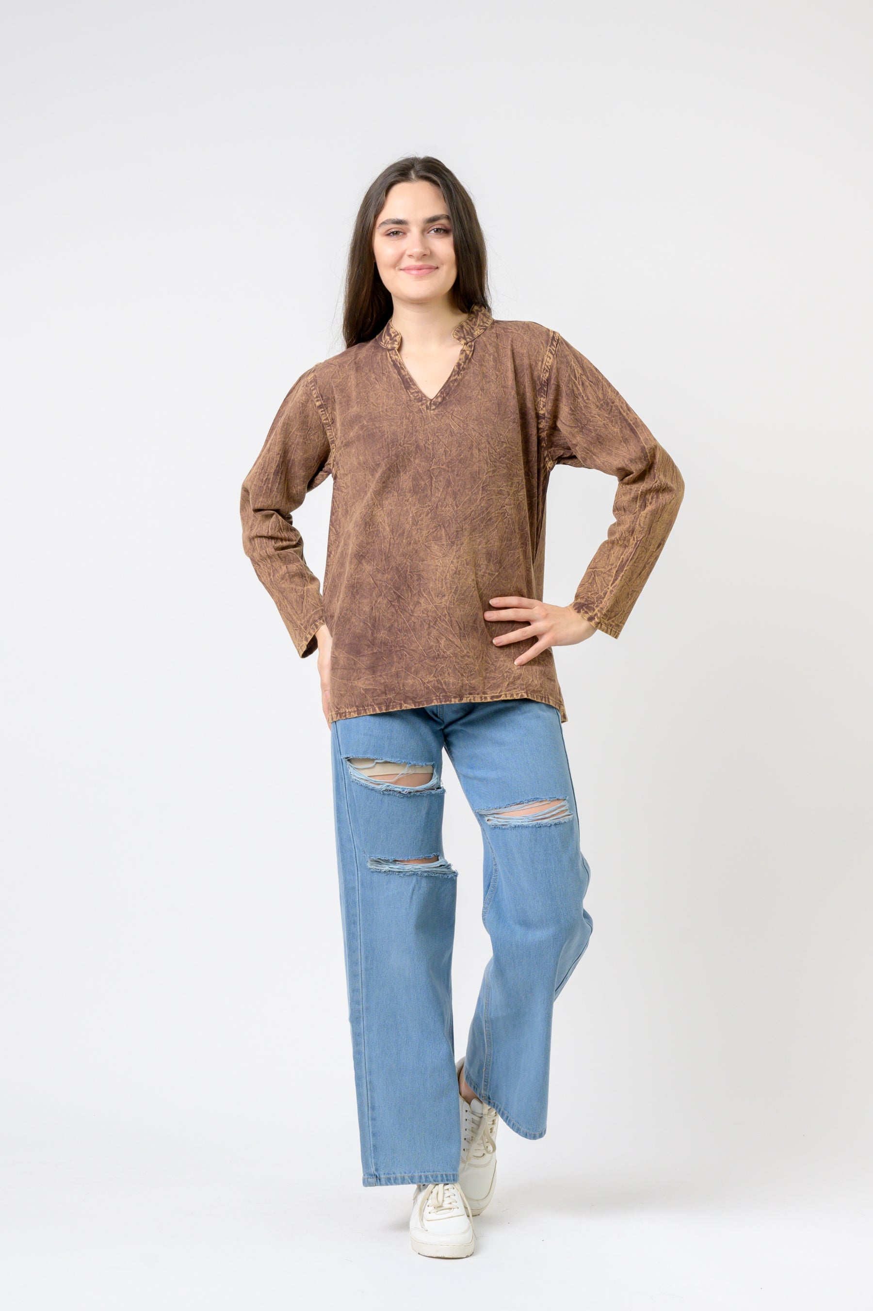 Rhea Solid Long Sleeve Top