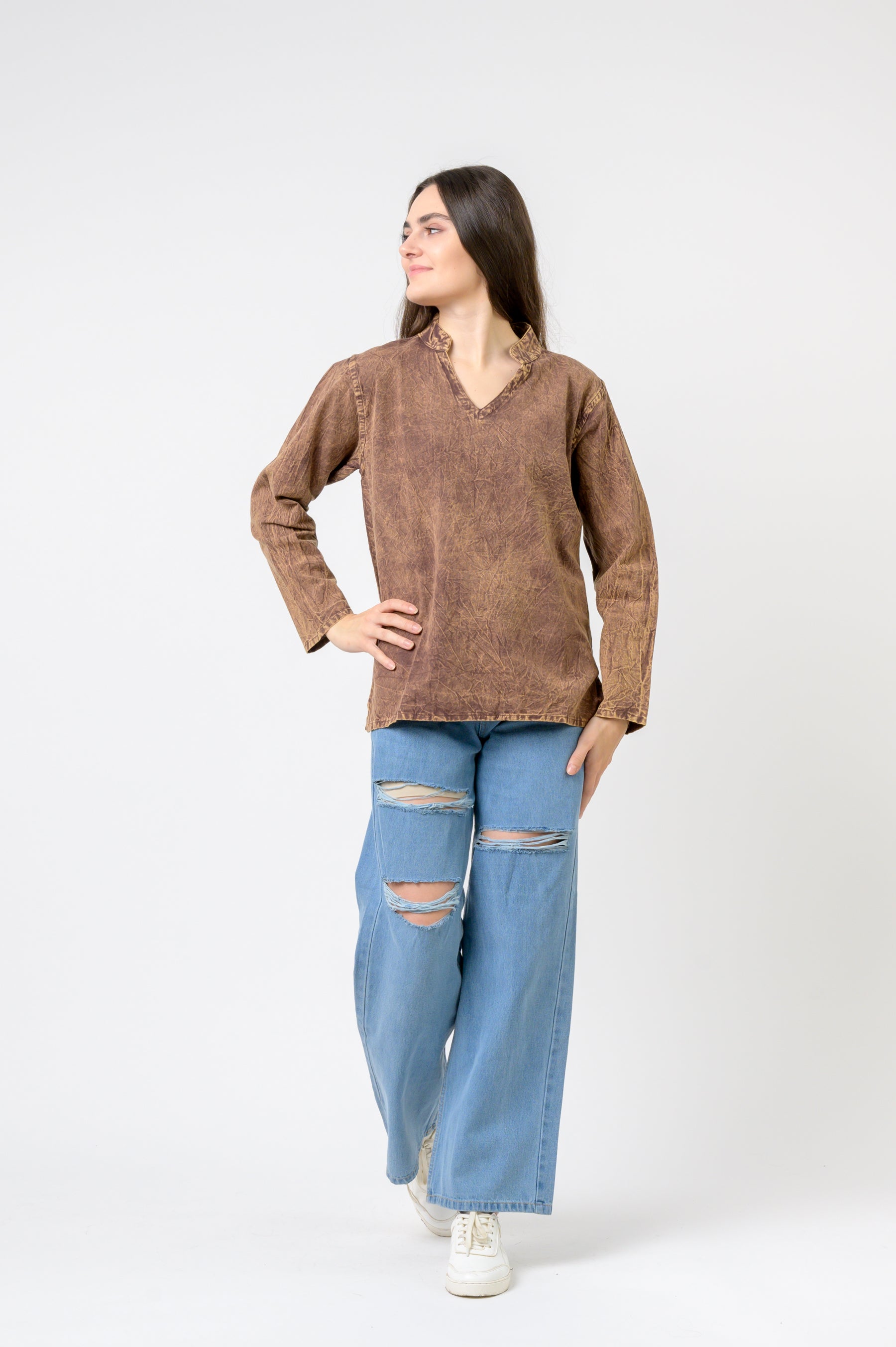Rhea Solid Long Sleeve Top
