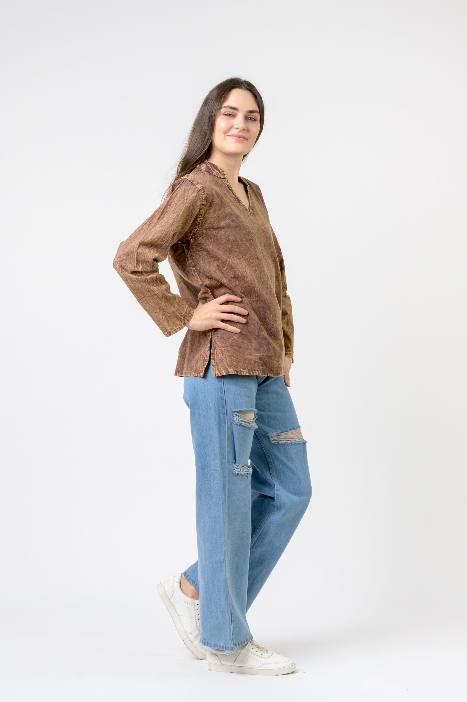 Rhea Solid Long Sleeve Top