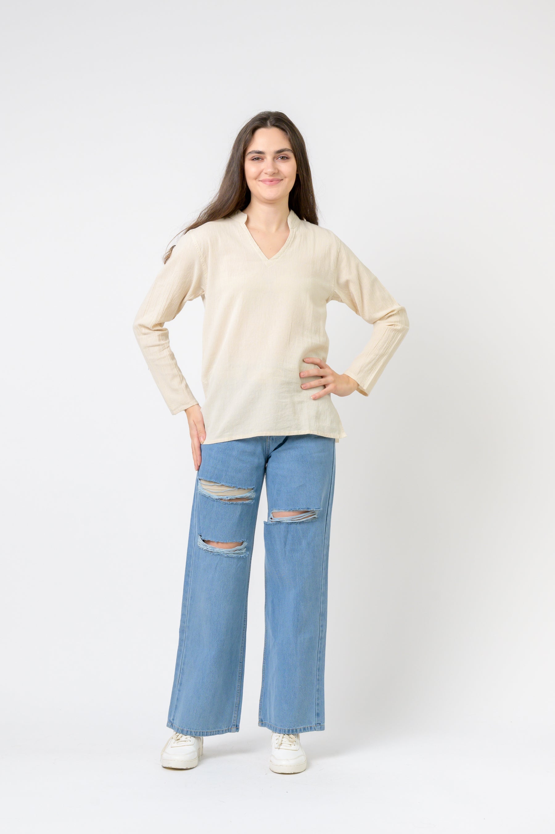 Rhea Solid Long Sleeve Top