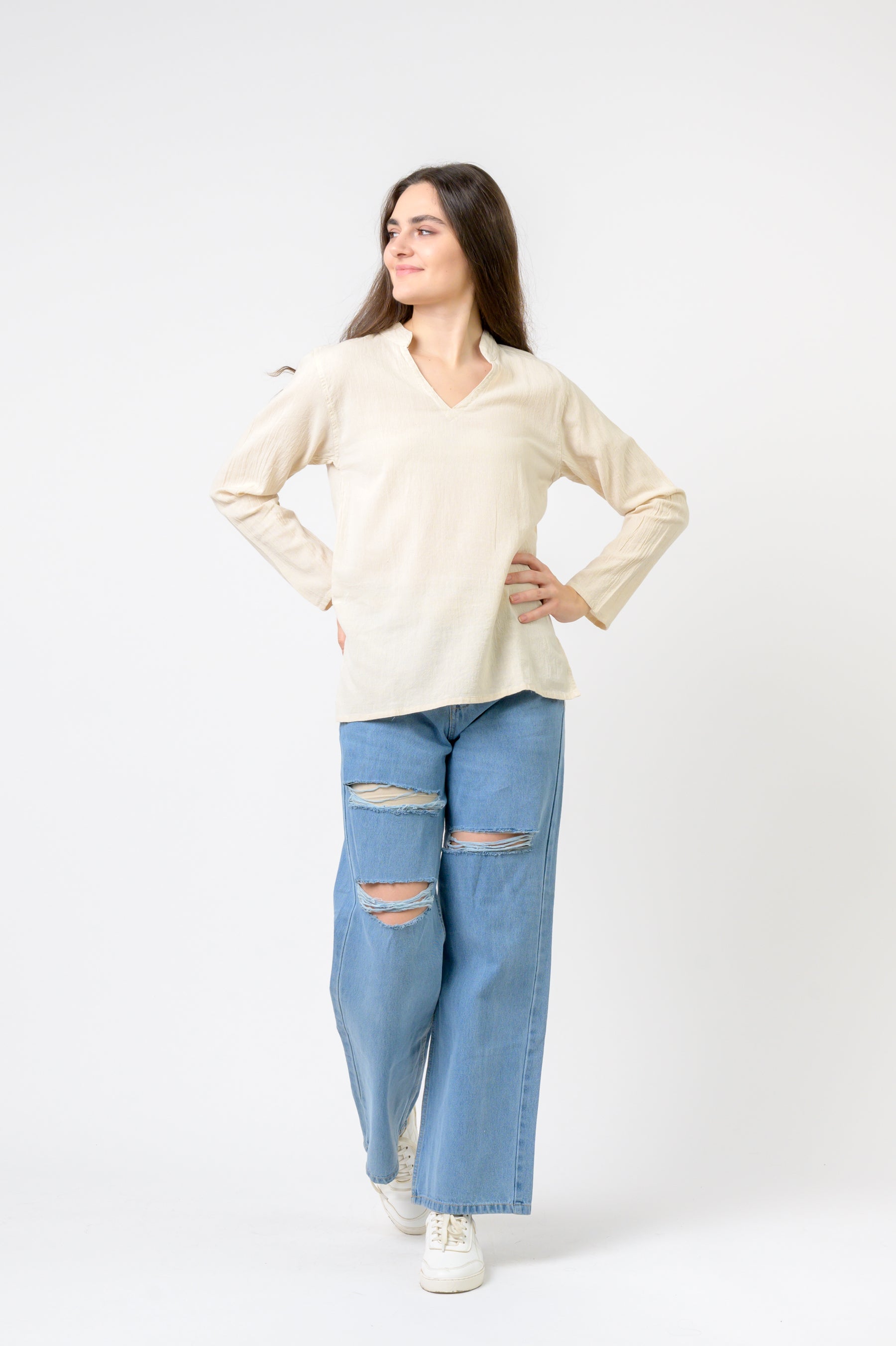 Rhea Solid Long Sleeve Top