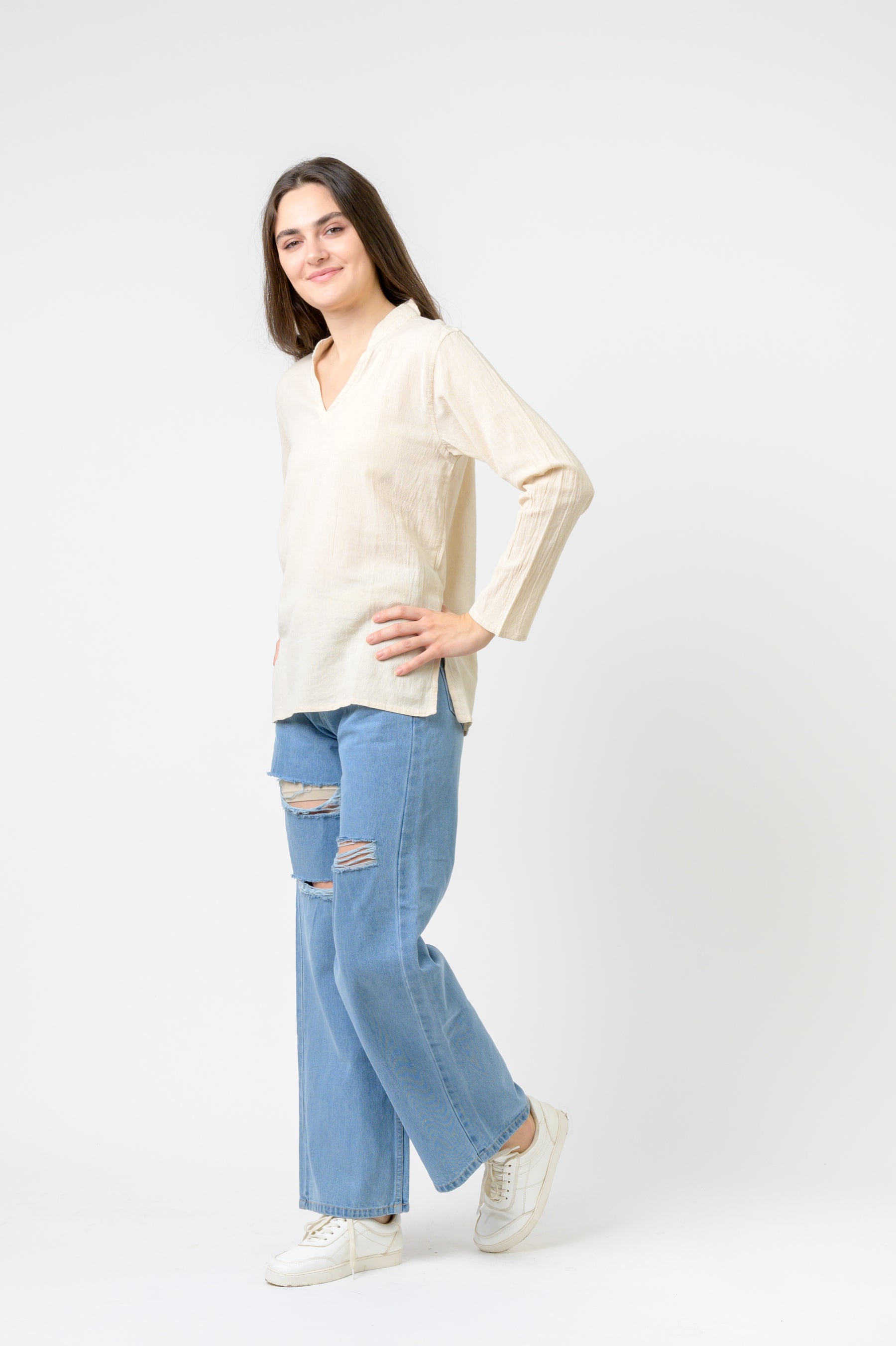 Rhea Solid Long Sleeve Top